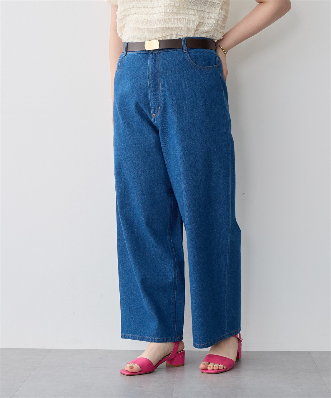 Life Style by cross marche 【anyfee/プラスサイズ】デニムワイドパンツ_sub_17