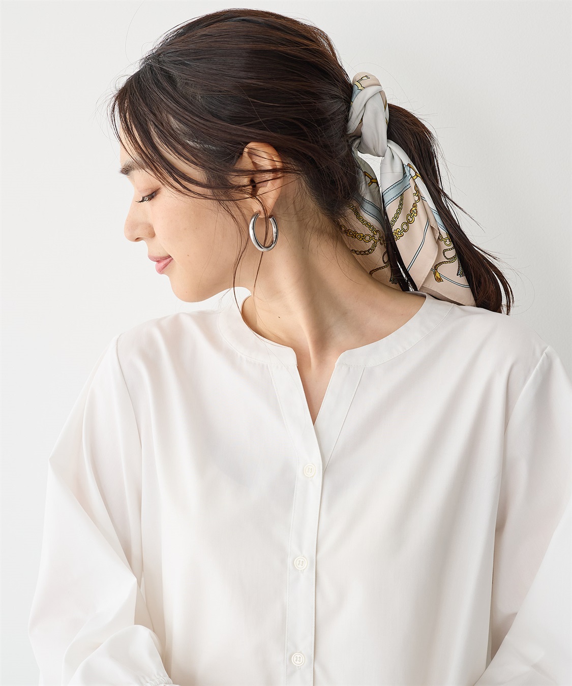 anyfee 【anyfee/プラスサイズ】袖口レースノーカラーブラウス_sub_14