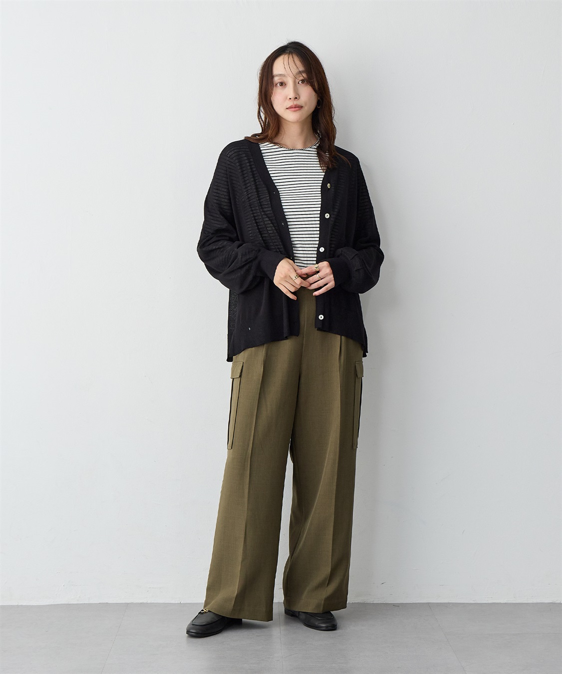 Life Style by cross marche 【anyfee/プラスサイズ】Vネックシアーニットカーディガン《接触冷感》_sub_8