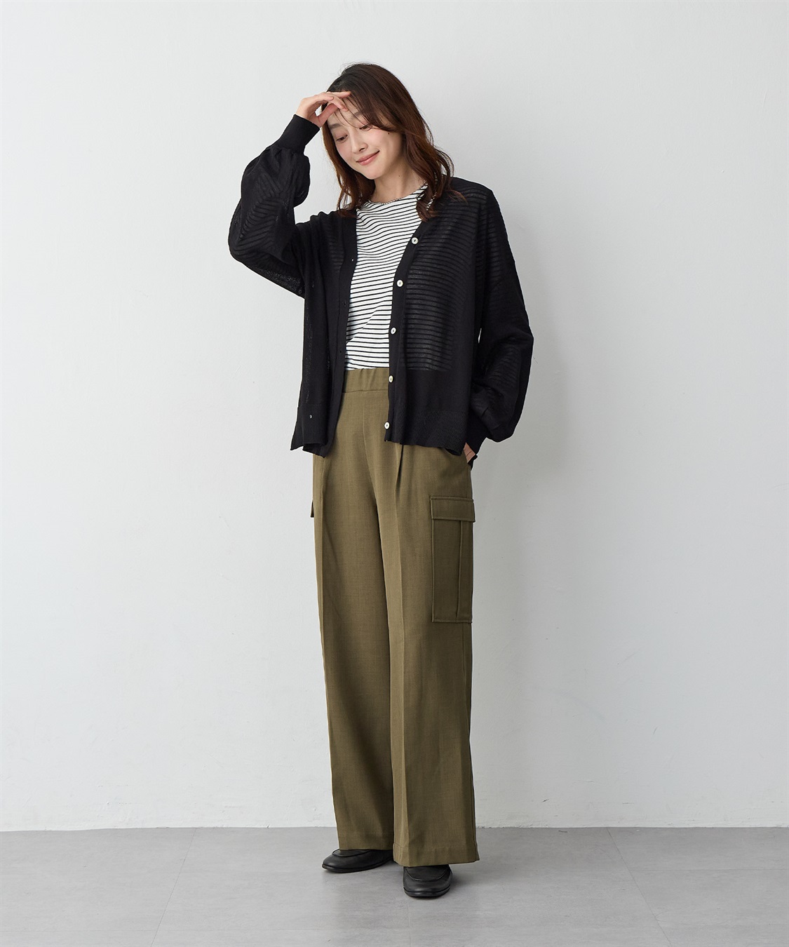 Life Style by cross marche 【anyfee/プラスサイズ】Vネックシアーニットカーディガン《接触冷感》_sub_9