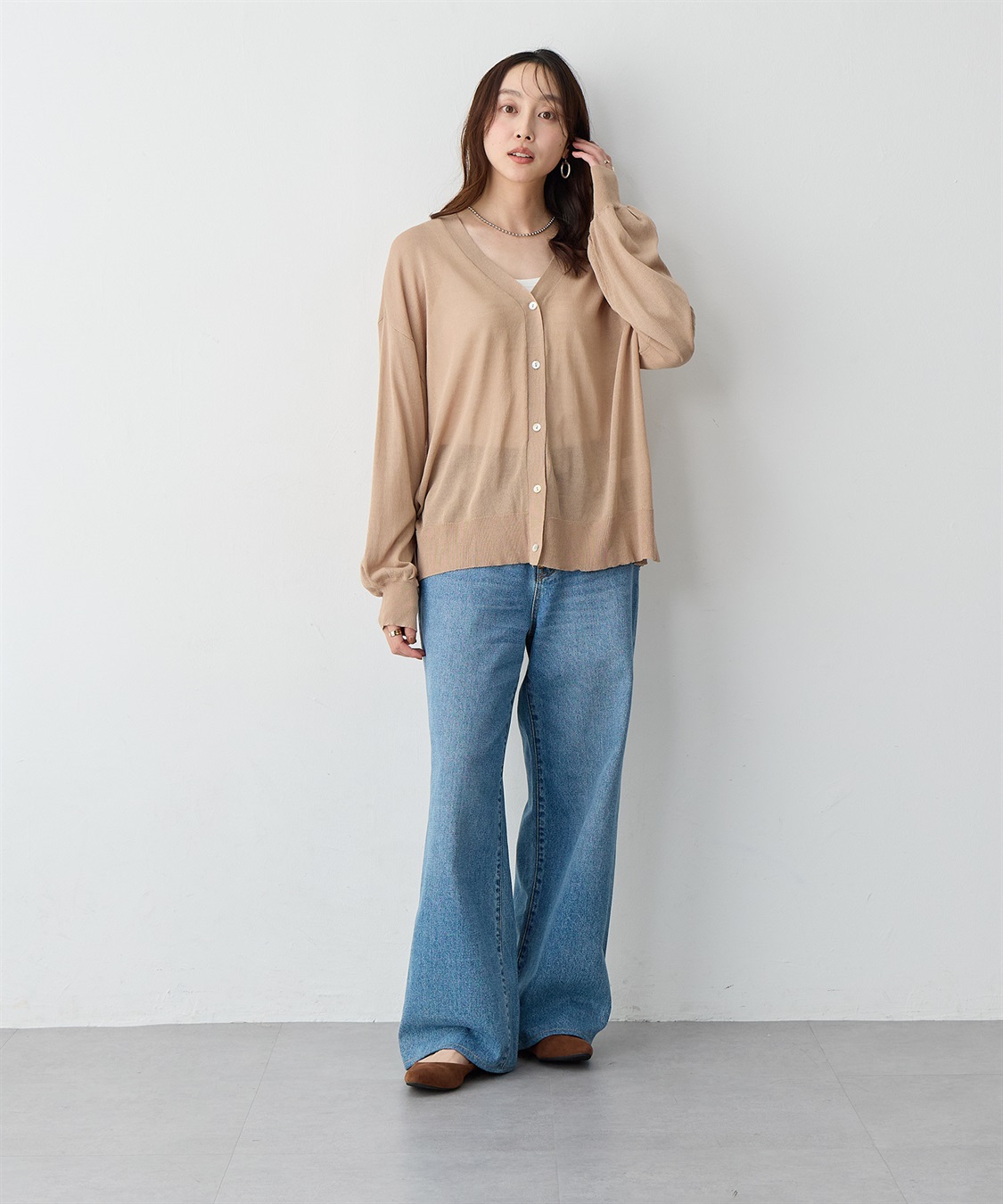 Life Style by cross marche 【anyfee/プラスサイズ】Vネックシアーニットカーディガン《接触冷感》_sub_11