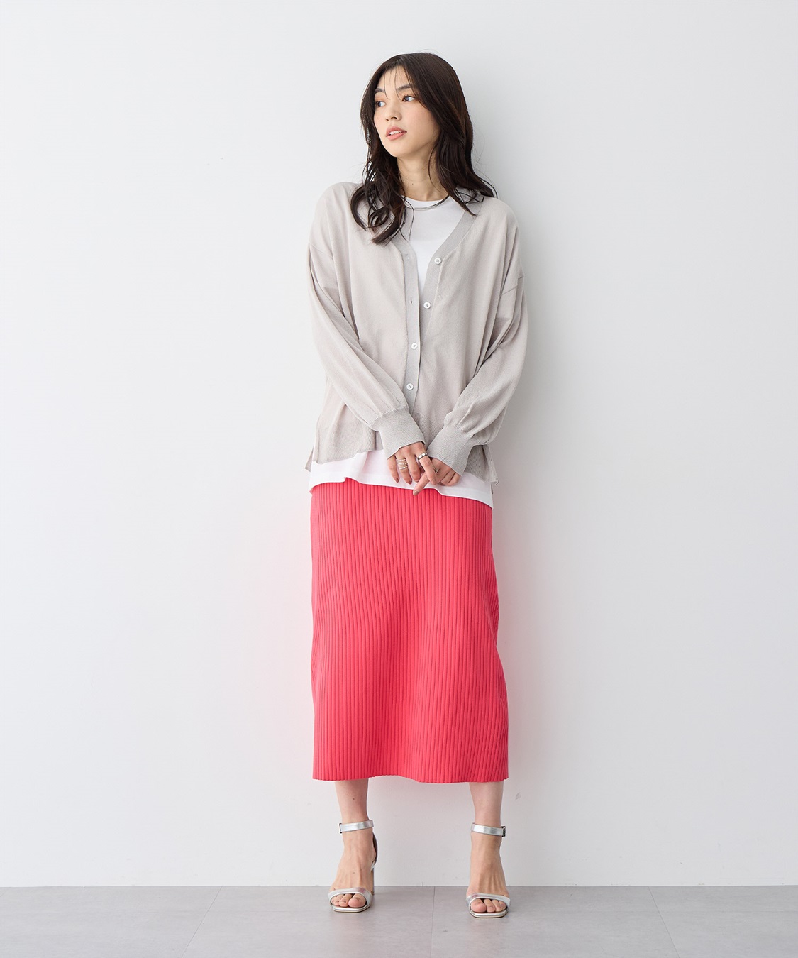 Life Style by cross marche 【anyfee/プラスサイズ】Vネックシアーニットカーディガン《接触冷感》_sub_20