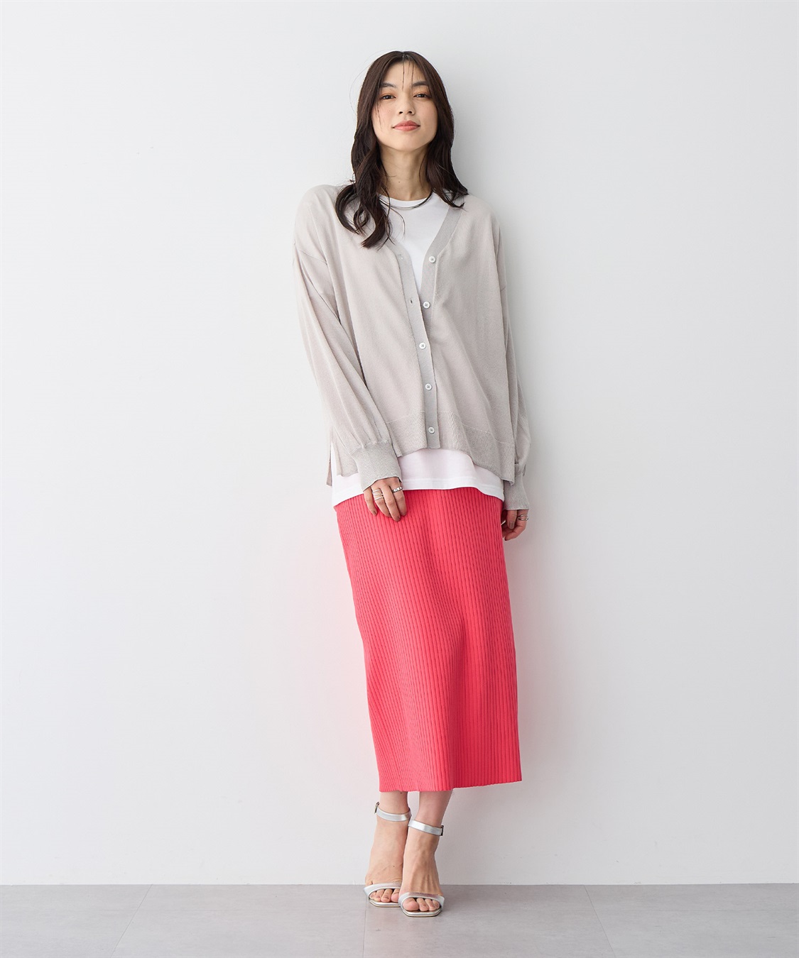 Life Style by cross marche 【anyfee/プラスサイズ】Vネックシアーニットカーディガン《接触冷感》_sub_21