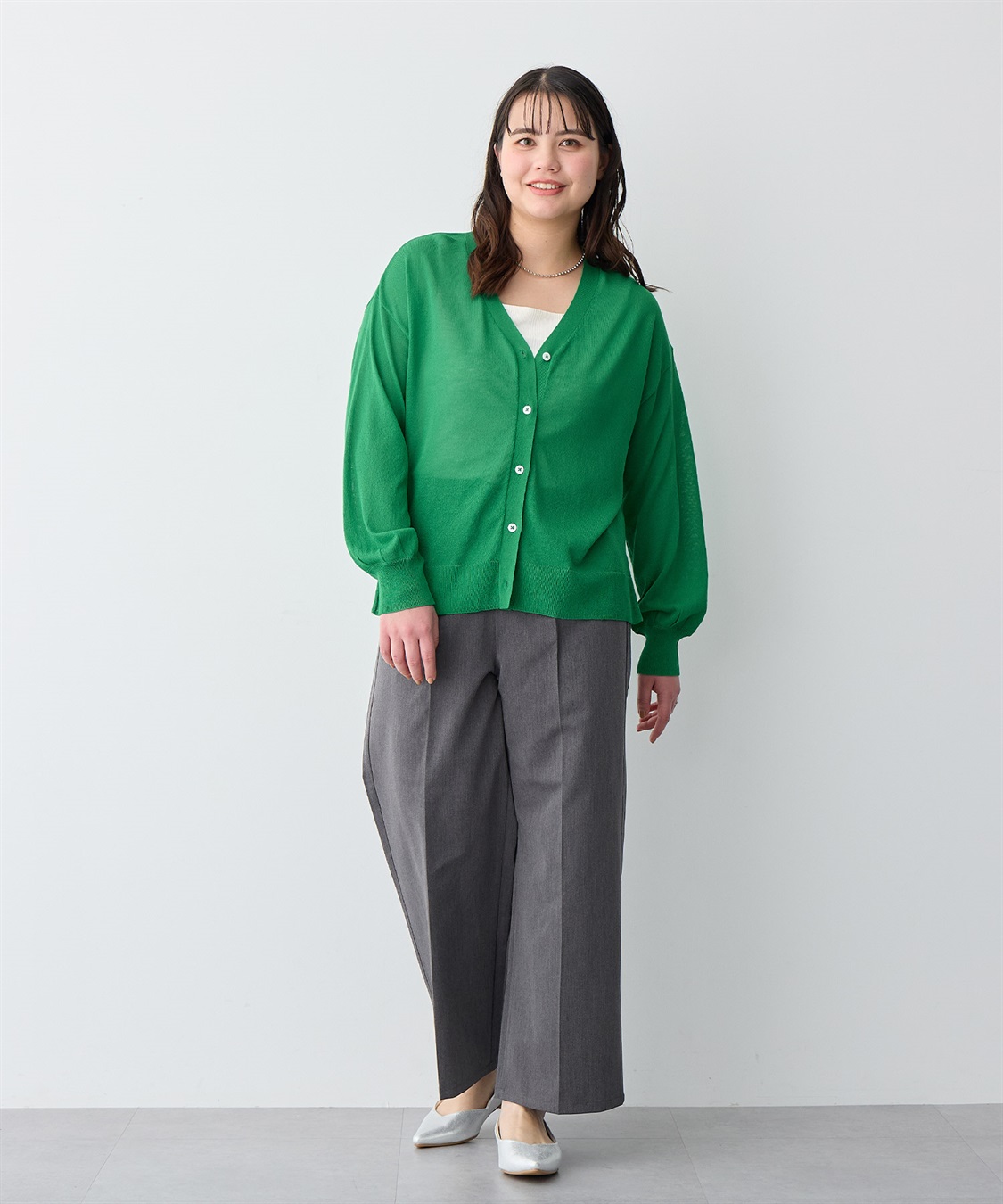 Life Style by cross marche 【anyfee/プラスサイズ】Vネックシアーニットカーディガン《接触冷感》_sub_22