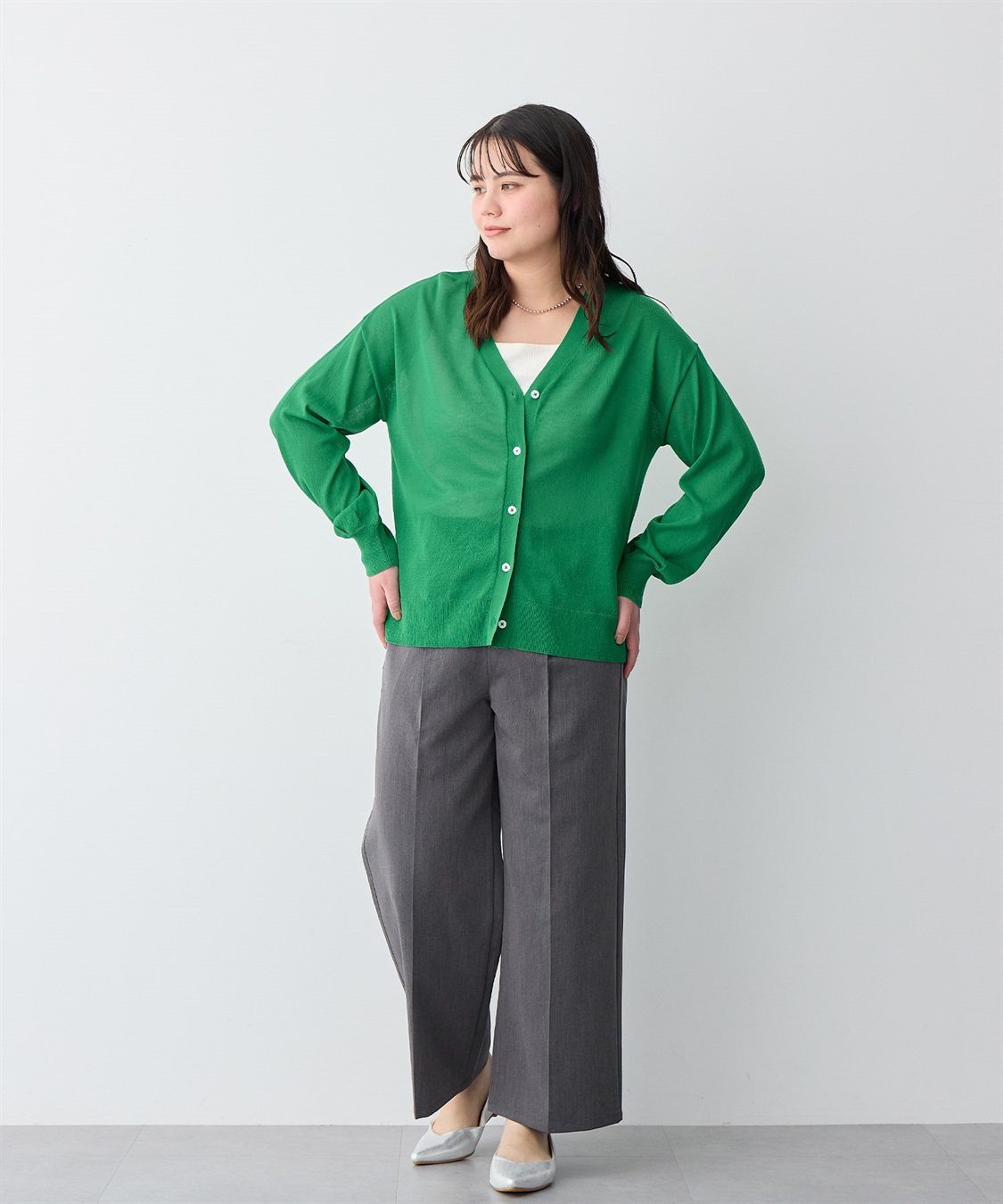 Life Style by cross marche 【anyfee/プラスサイズ】Vネックシアーニットカーディガン《接触冷感》_sub_23