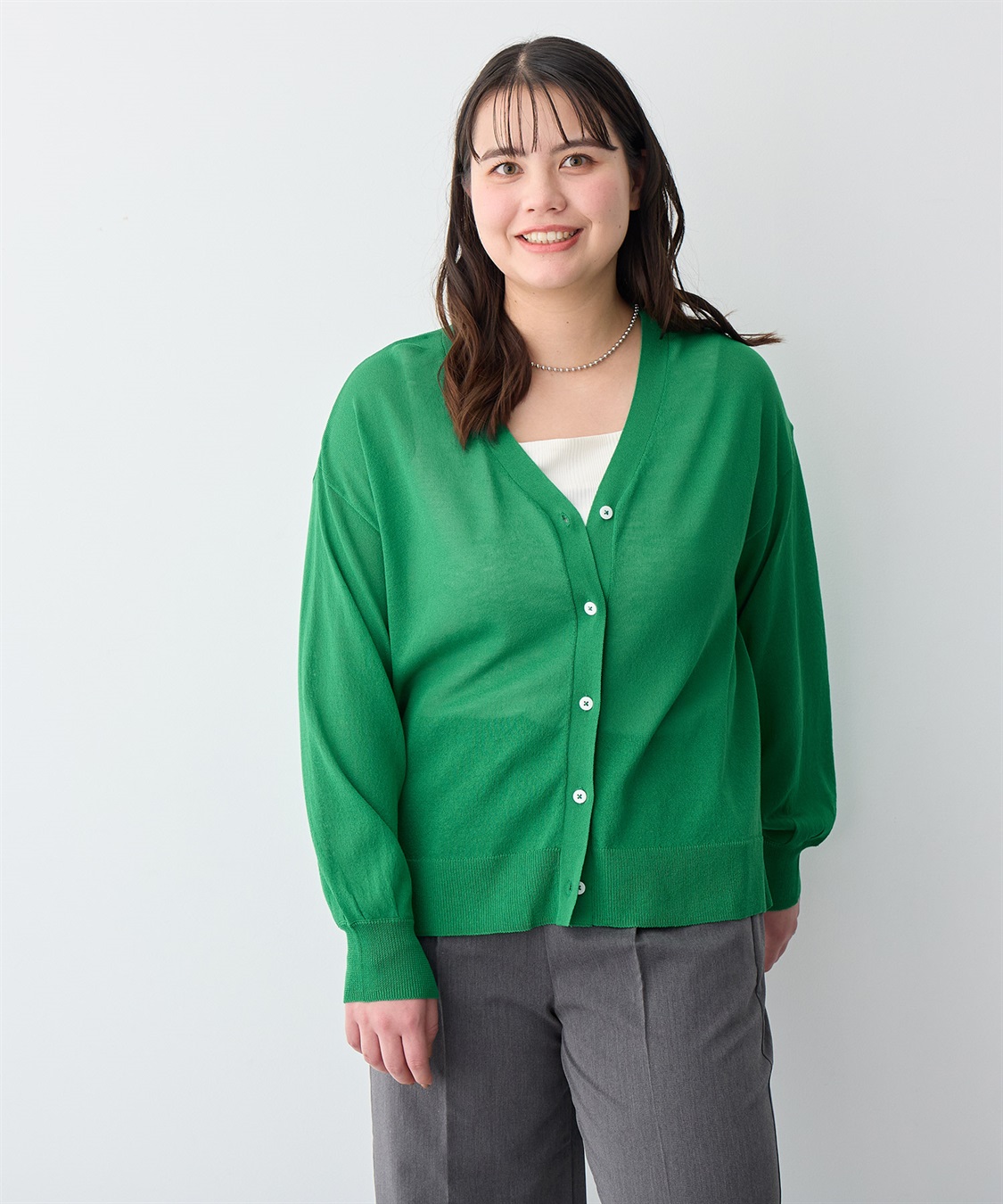 Life Style by cross marche 【anyfee/プラスサイズ】Vネックシアーニットカーディガン《接触冷感》_sub_24