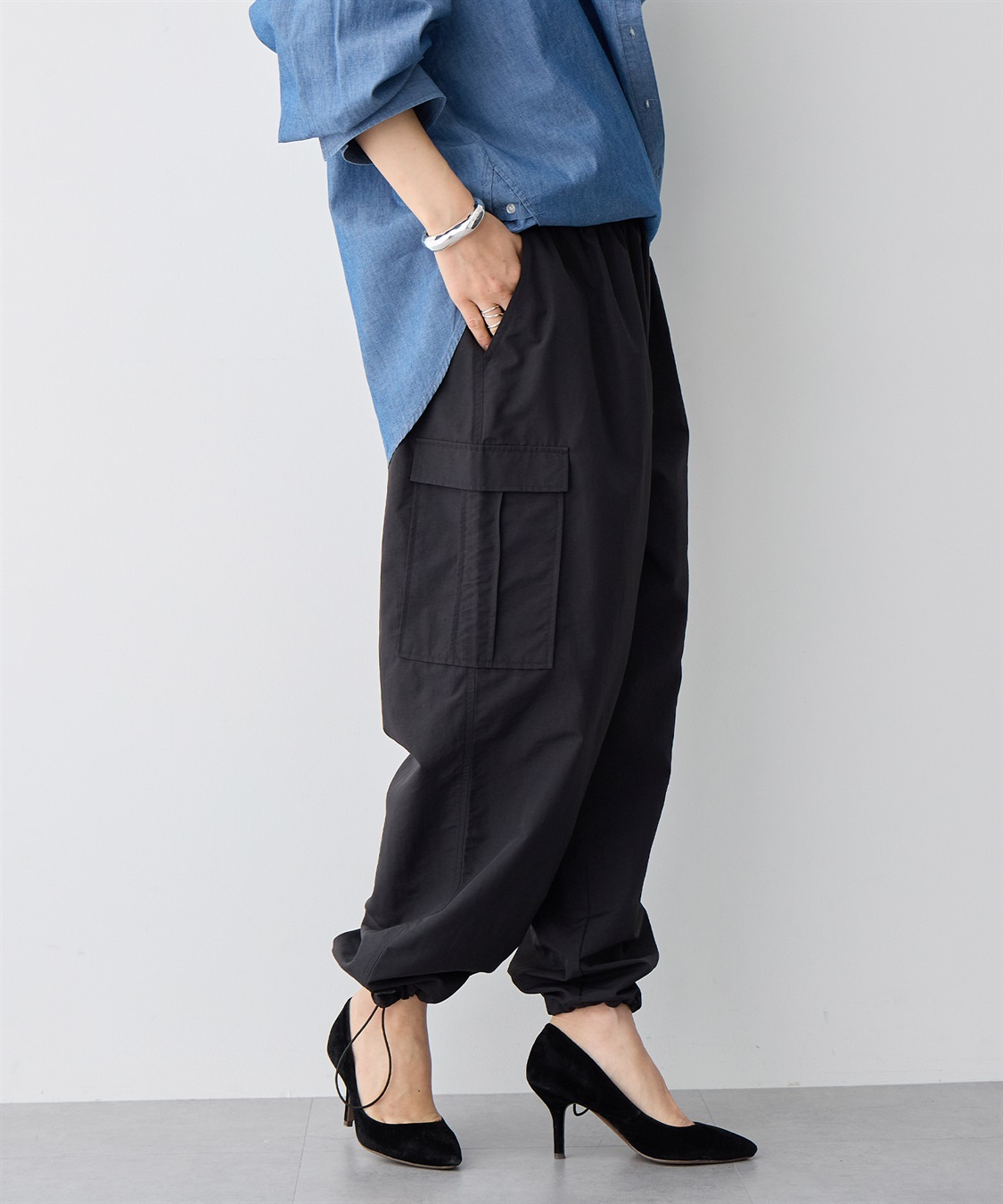 anyfee/プラスサイズ】撥水ドロストカーゴパンツ anyfee｜クロス