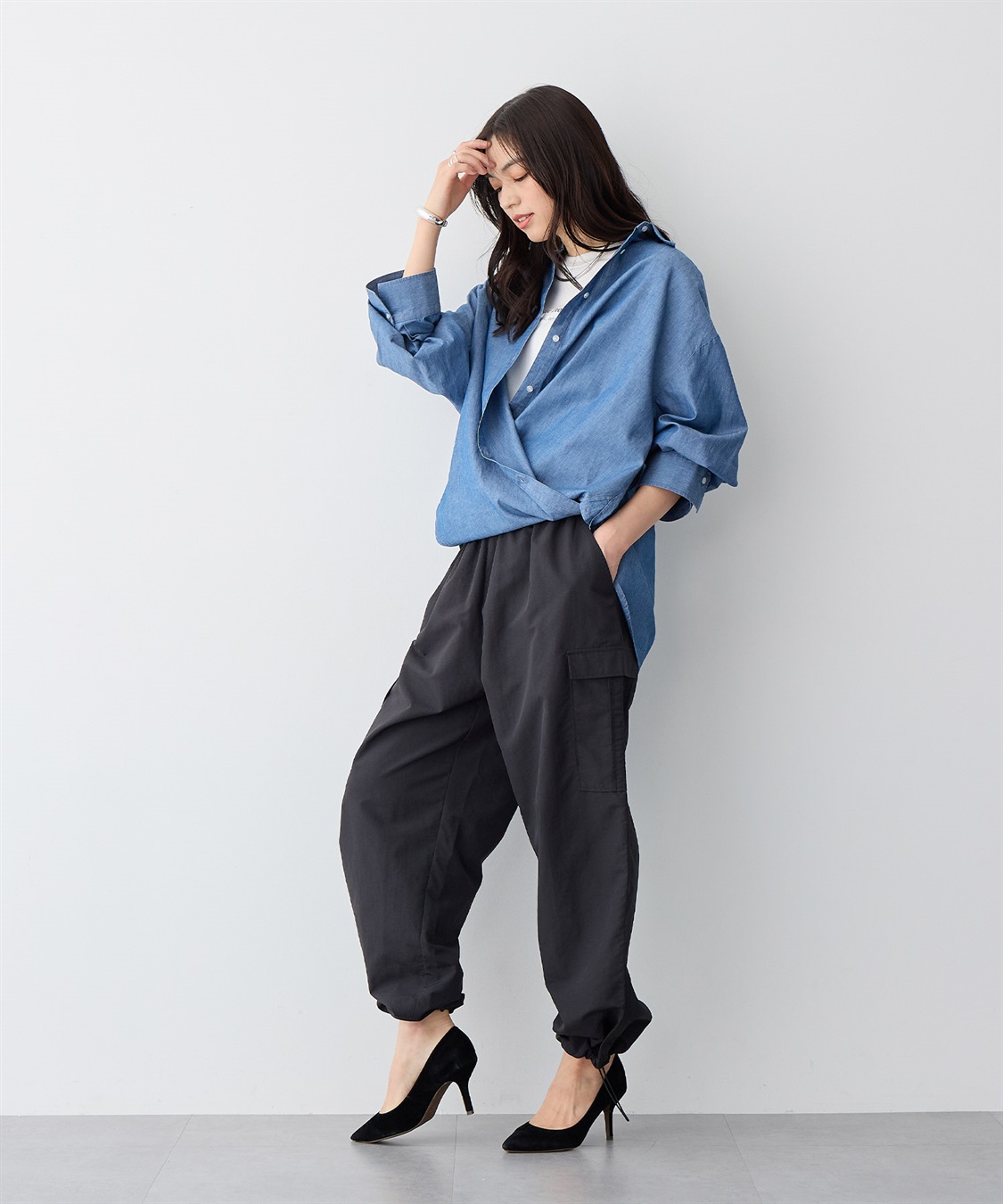 Life Style by cross marche 【anyfee/プラスサイズ】撥水ドロストカーゴパンツ_sub_3