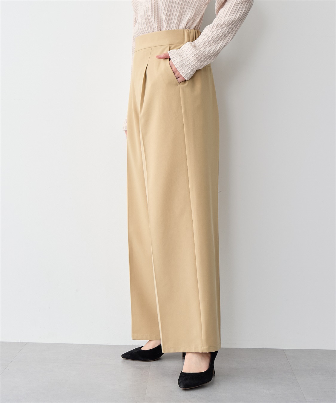 anyfee 【anyfee/プラスサイズ】ツイルタックワイドパンツ《接触冷感/ストレッチ》_sub_5