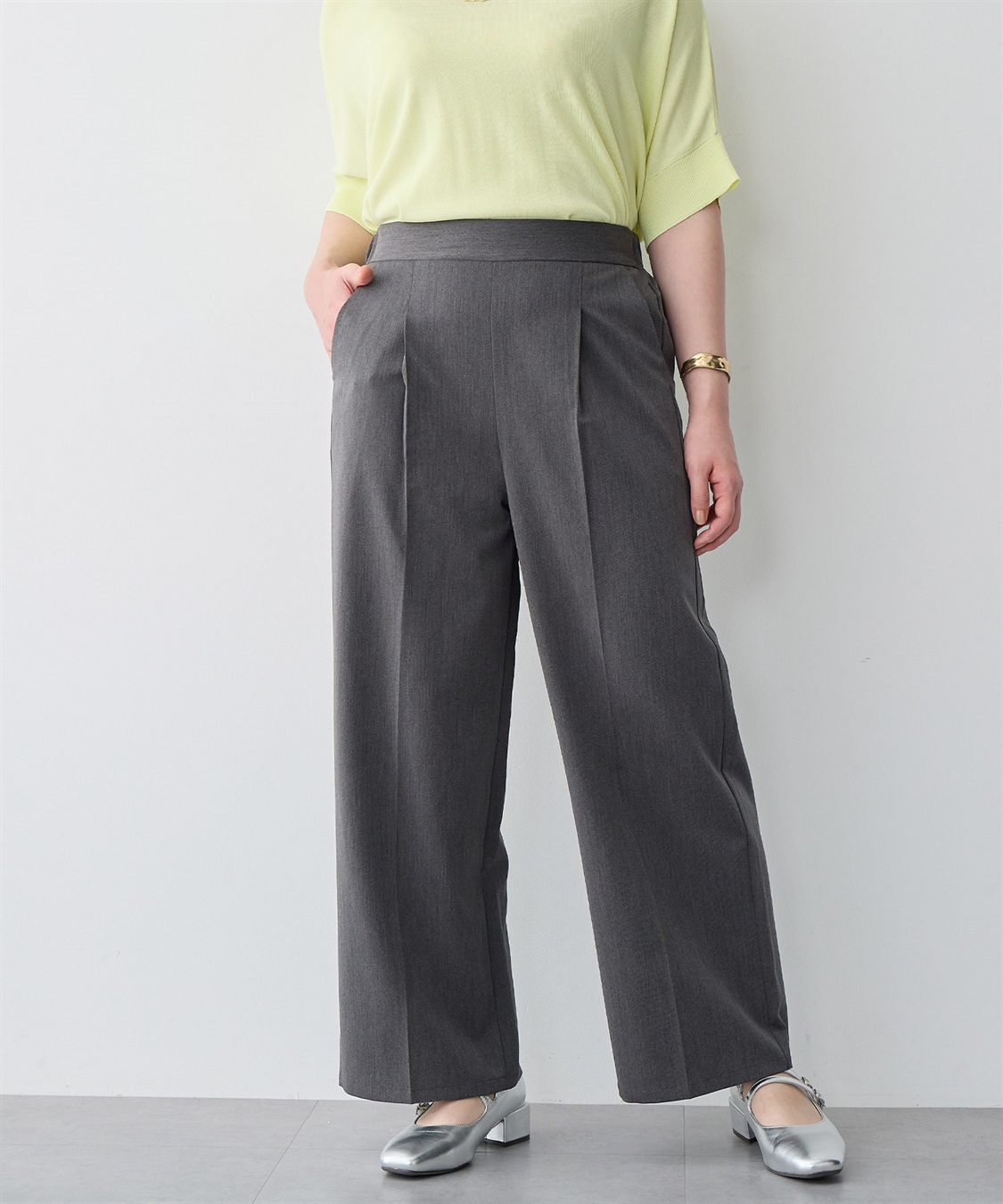 anyfee 【anyfee/プラスサイズ】ツイルタックワイドパンツ《接触冷感/ストレッチ》_sub_8