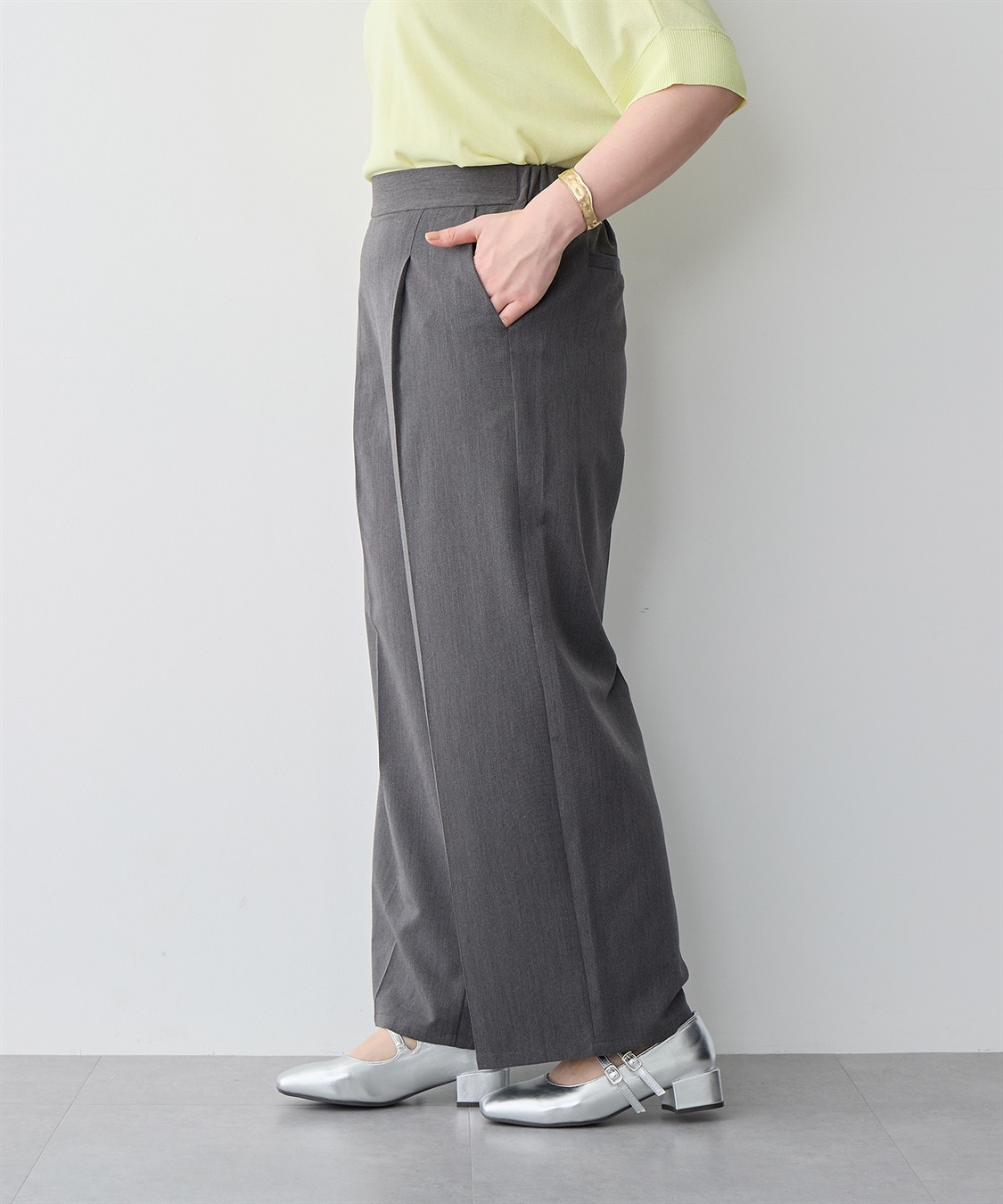 anyfee 【anyfee/プラスサイズ】ツイルタックワイドパンツ《接触冷感/ストレッチ》_sub_11