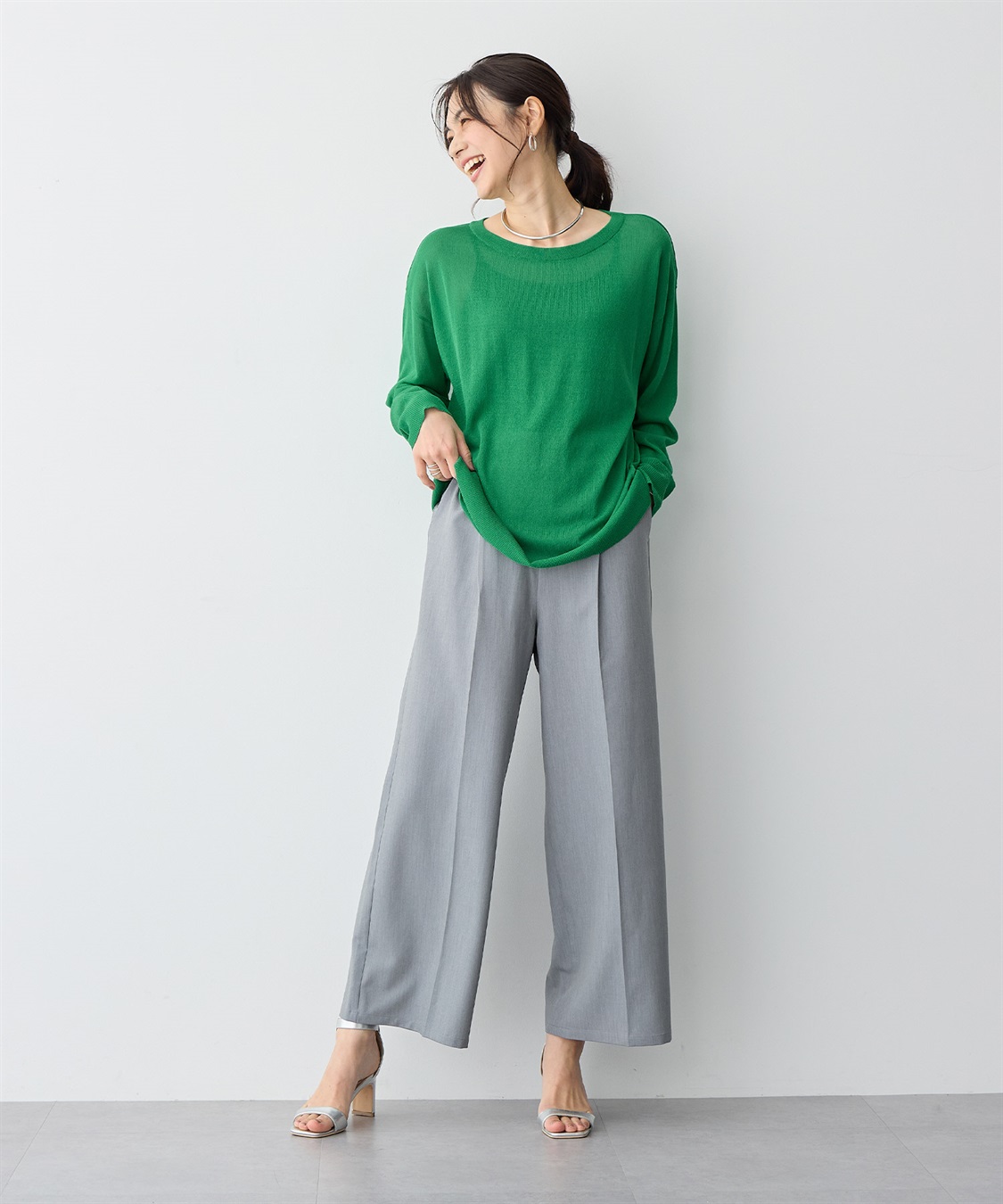 anyfee 【anyfee/プラスサイズ】ツイルタックワイドパンツ《接触冷感/ストレッチ》_sub_14