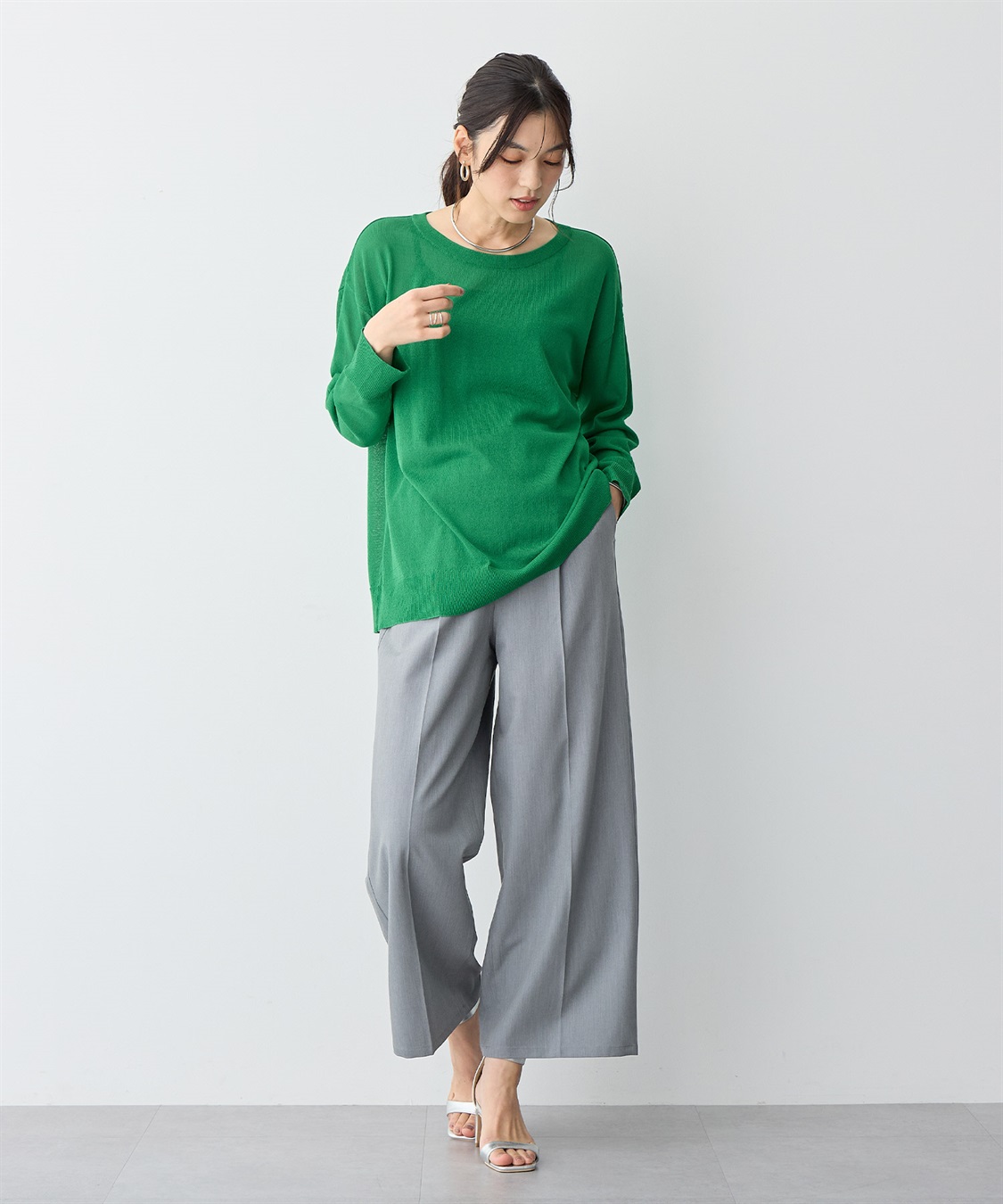 anyfee 【anyfee/プラスサイズ】ツイルタックワイドパンツ《接触冷感/ストレッチ》_sub_15