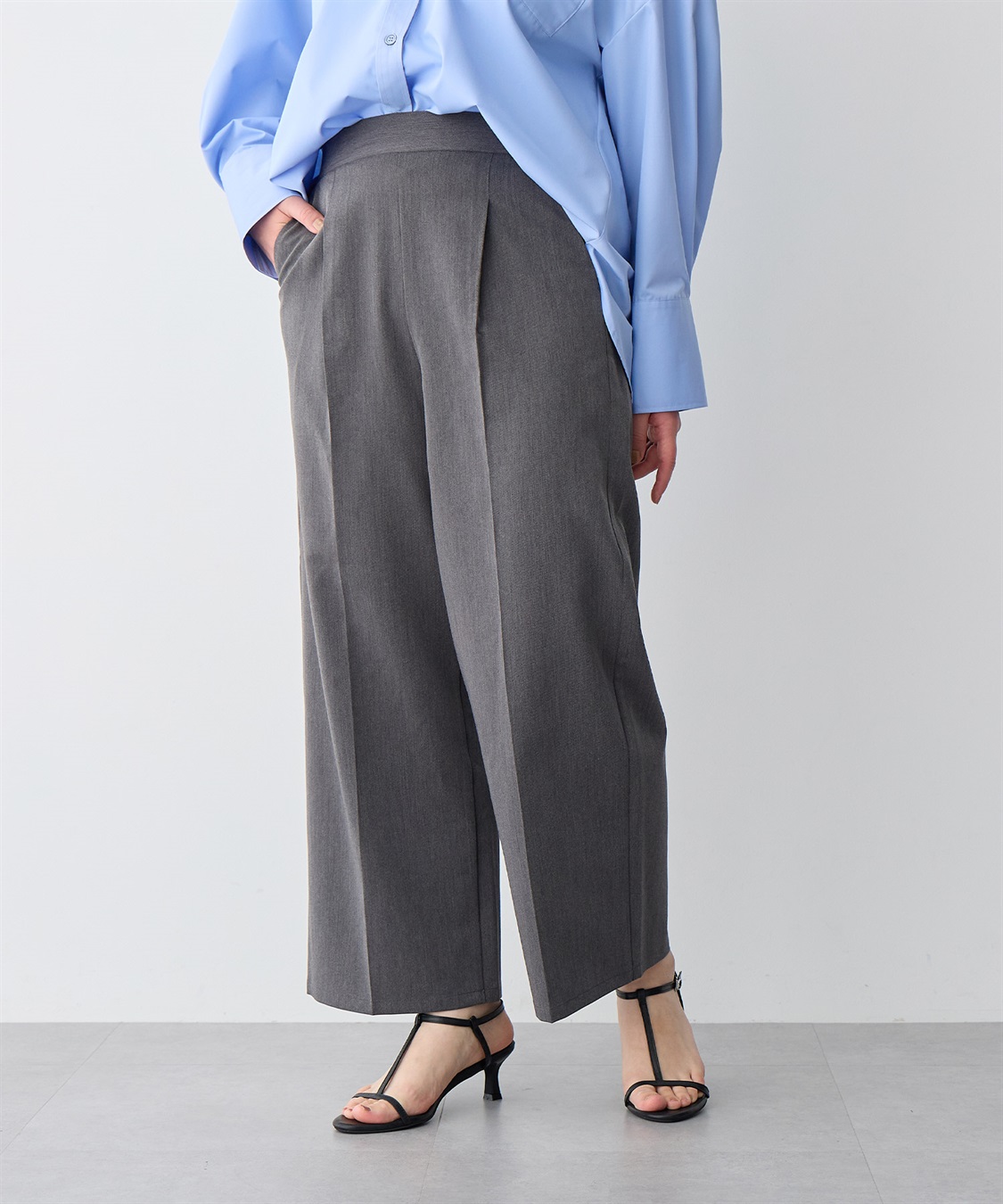anyfee 【anyfee/プラスサイズ】ツイルタックワイドパンツ《接触冷感/ストレッチ》_sub_19
