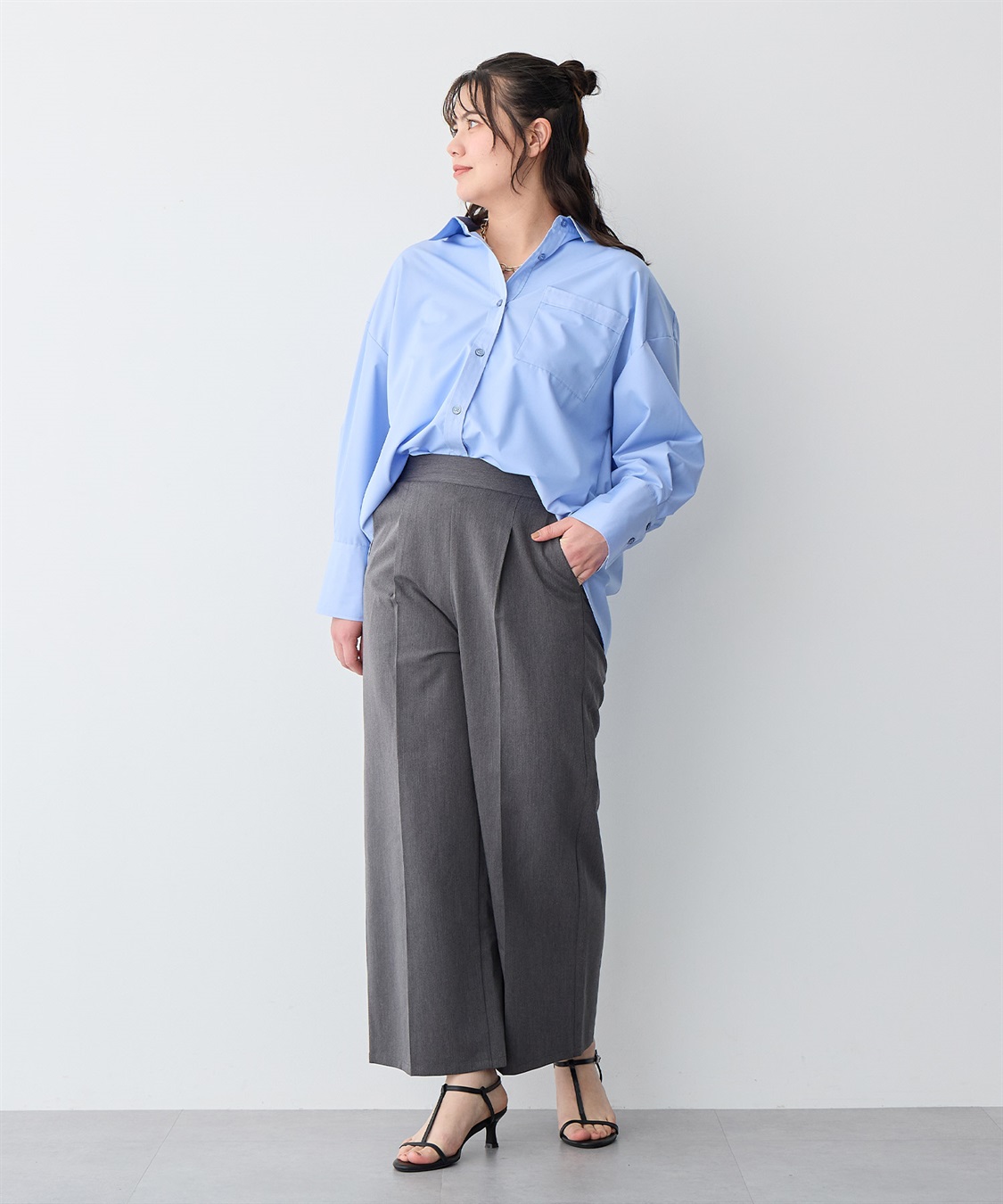 anyfee 【anyfee/プラスサイズ】ツイルタックワイドパンツ《接触冷感/ストレッチ》_sub_20