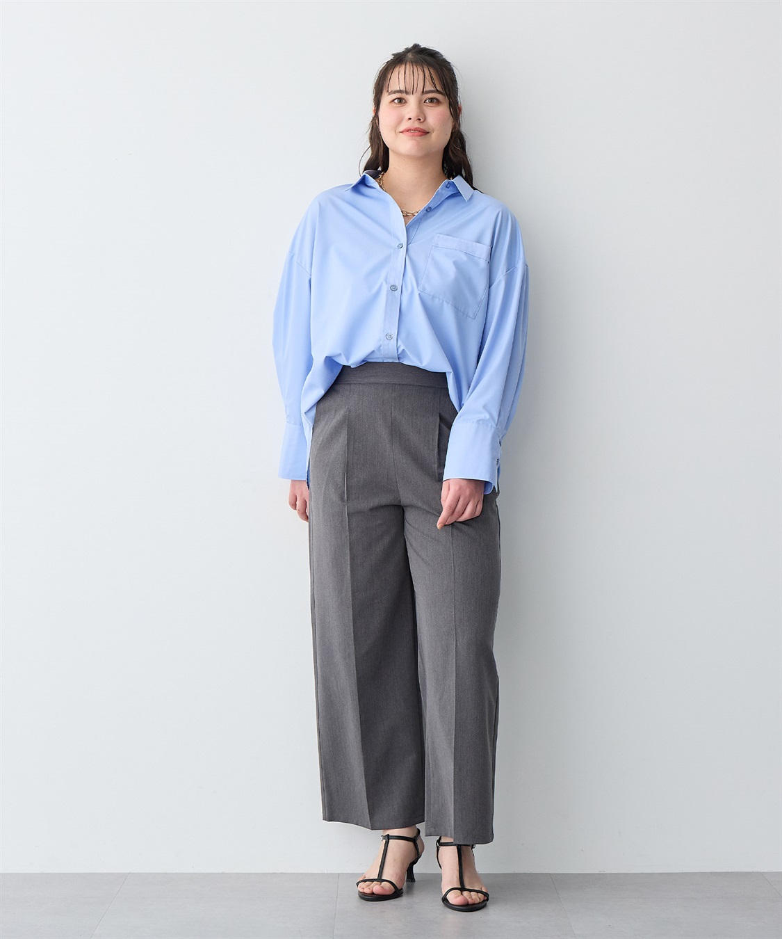 anyfee 【anyfee/プラスサイズ】ツイルタックワイドパンツ《接触冷感/ストレッチ》_sub_21