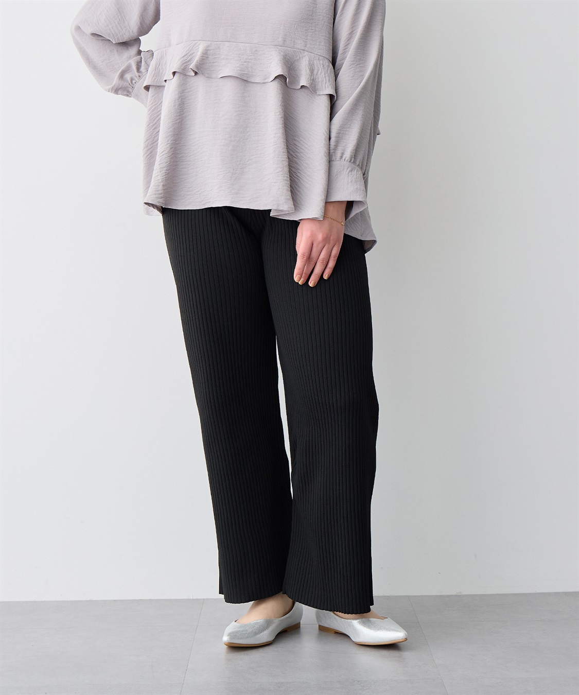 anyfee 【anyfee/大きいサイズ】ウォームタッチすっきりセミワイドニットパンツ《低身長サイズ有》◆新色追加◆_sub_16