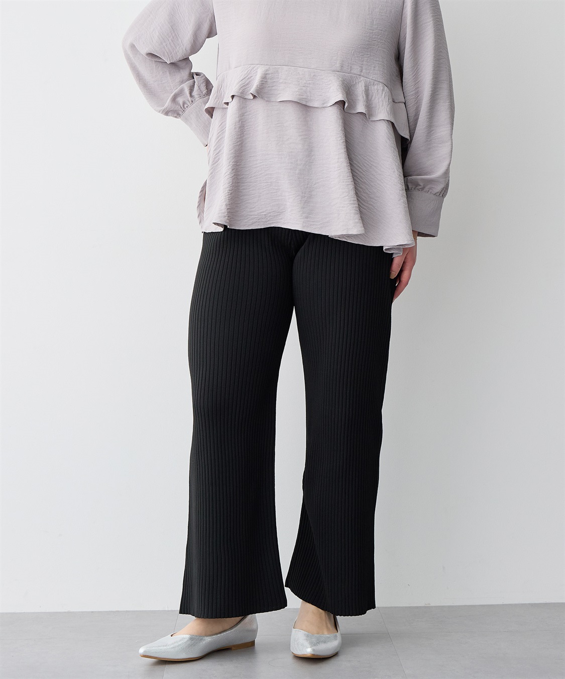 anyfee 【anyfee/大きいサイズ】ウォームタッチすっきりセミワイドニットパンツ《低身長サイズ有》◆新色追加◆_sub_17