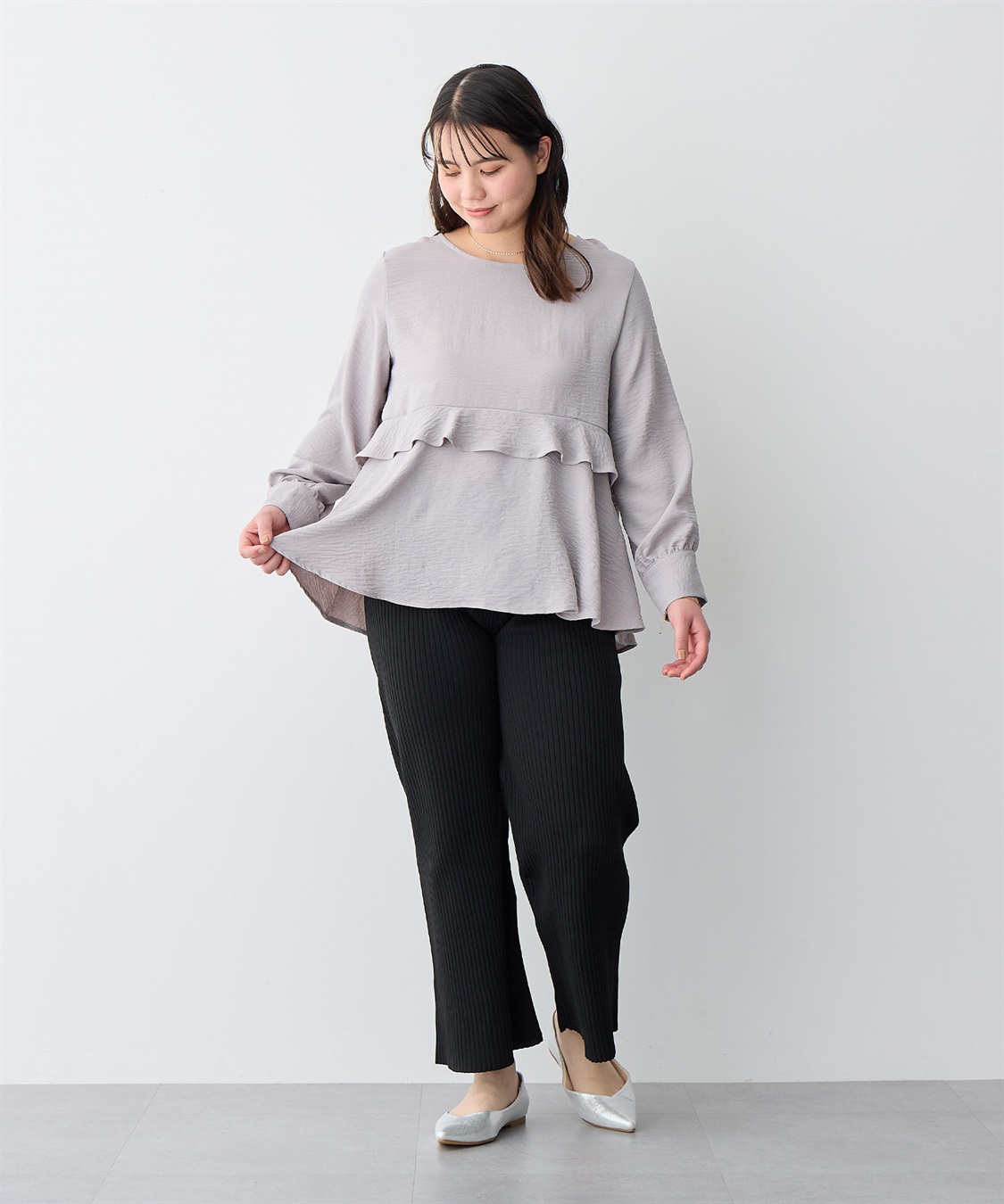 anyfee 【anyfee/大きいサイズ】ウォームタッチすっきりセミワイドニットパンツ《低身長サイズ有》◆新色追加◆_sub_19