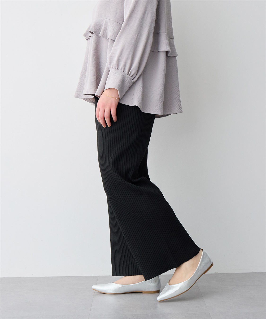 anyfee 【anyfee/大きいサイズ】ウォームタッチすっきりセミワイドニットパンツ《低身長サイズ有》◆新色追加◆_sub_22