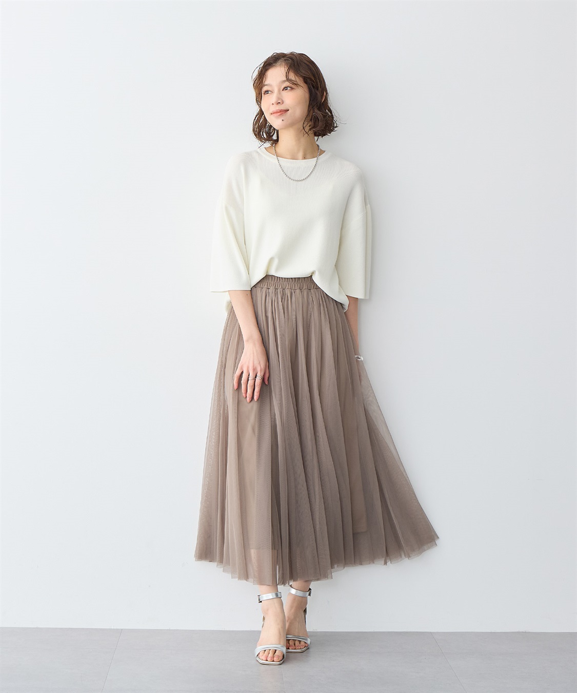 anyfee 【anyfee/プラスサイズ】ドライタッチ半袖ニット《接触冷感/洗濯可能》_sub_2