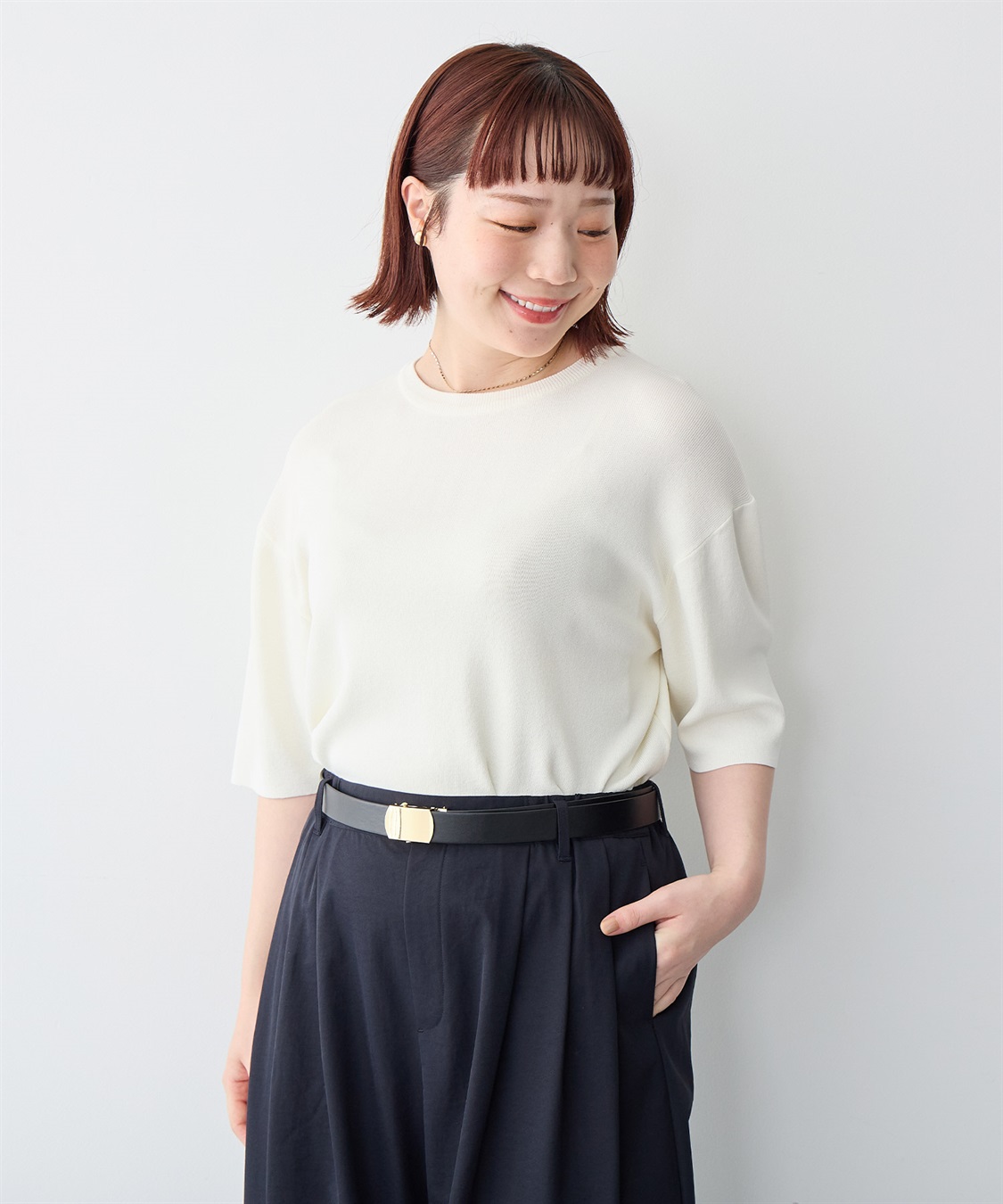 anyfee 【anyfee/プラスサイズ】ドライタッチ半袖ニット《接触冷感/洗濯可能》_sub_11