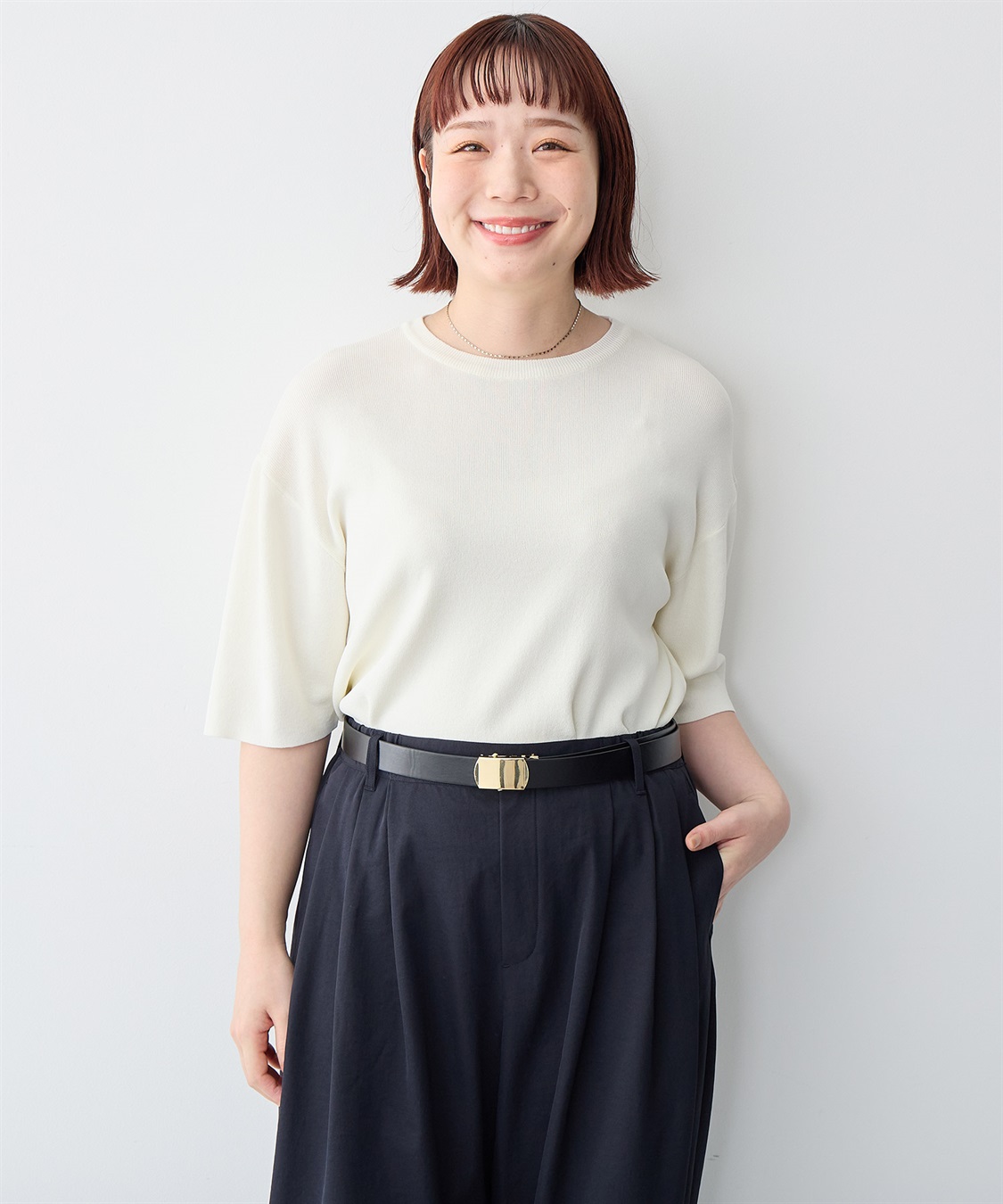 anyfee 【anyfee/プラスサイズ】ドライタッチ半袖ニット《接触冷感/洗濯可能》_sub_12