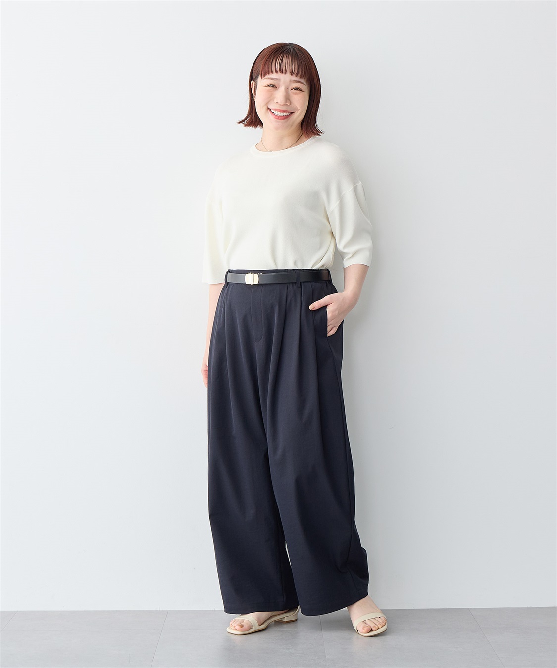 anyfee 【anyfee/プラスサイズ】ドライタッチ半袖ニット《接触冷感/洗濯可能》_sub_13