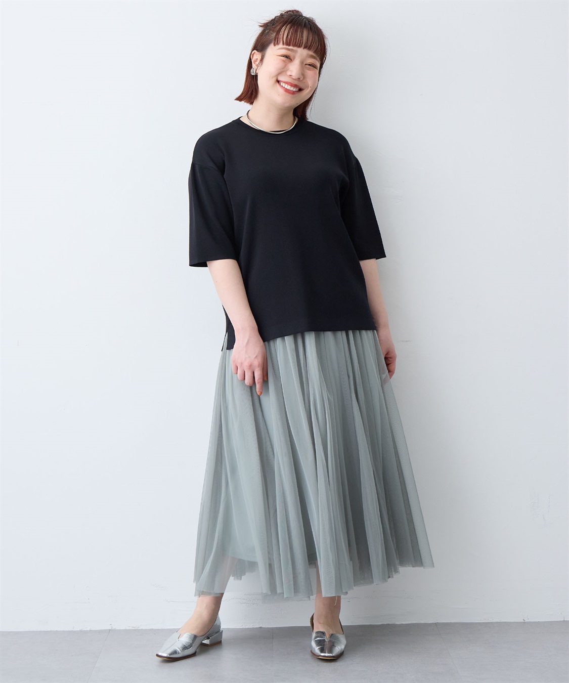 anyfee 【anyfee/プラスサイズ】ドライタッチ半袖ニット《接触冷感/洗濯可能》◆新色追加◆_sub_25