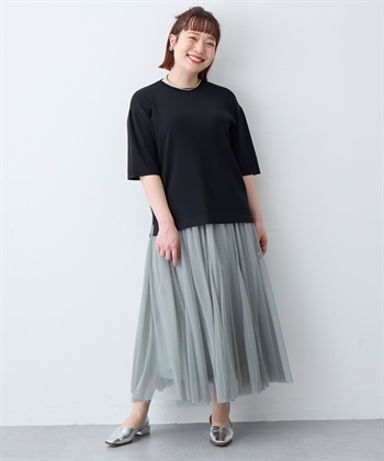 anyfee 【anyfee/プラスサイズ】ドライタッチ半袖ニット《接触冷感/洗濯可能》◆新色追加◆_subthumb_25