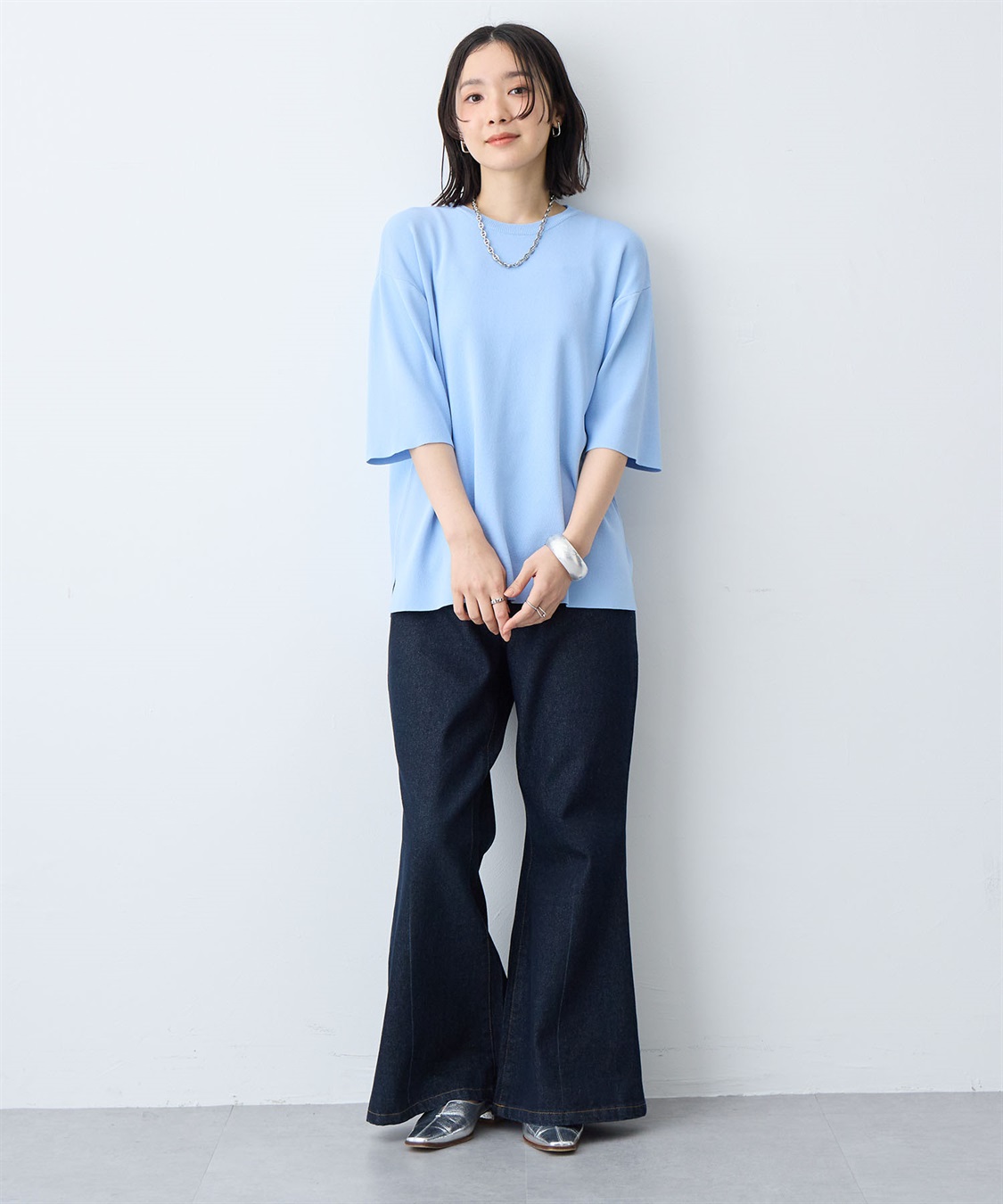 anyfee 【anyfee/プラスサイズ】ドライタッチ半袖ニット《接触冷感/洗濯可能》◆新色追加◆_sub_26