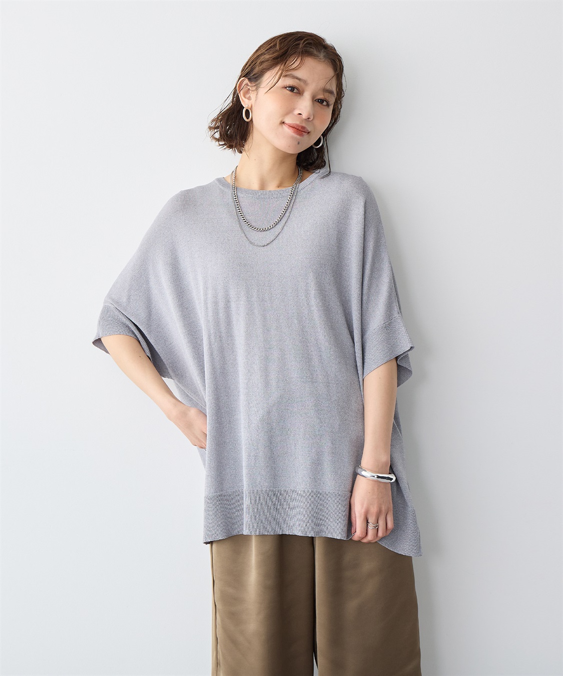 anyfee 【anyfee/大きいサイズ】ドライタッチドルマンニット◆新色追加◆《接触冷感/マシンウォッシャブル》_sub_2