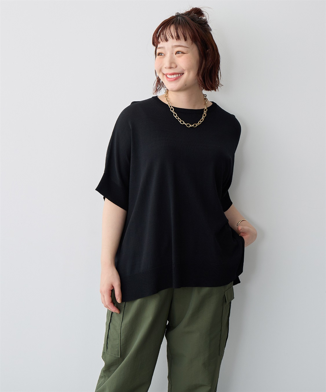 anyfee 【anyfee/大きいサイズ】ドライタッチドルマンニット◆新色追加◆《接触冷感/マシンウォッシャブル》_sub_3