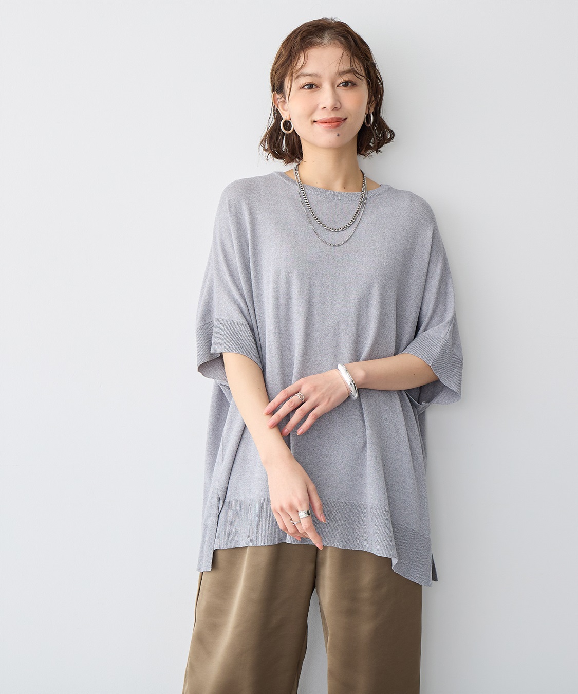 anyfee 【anyfee/大きいサイズ】ドライタッチドルマンニット◆新色追加◆《接触冷感/マシンウォッシャブル》_sub_6