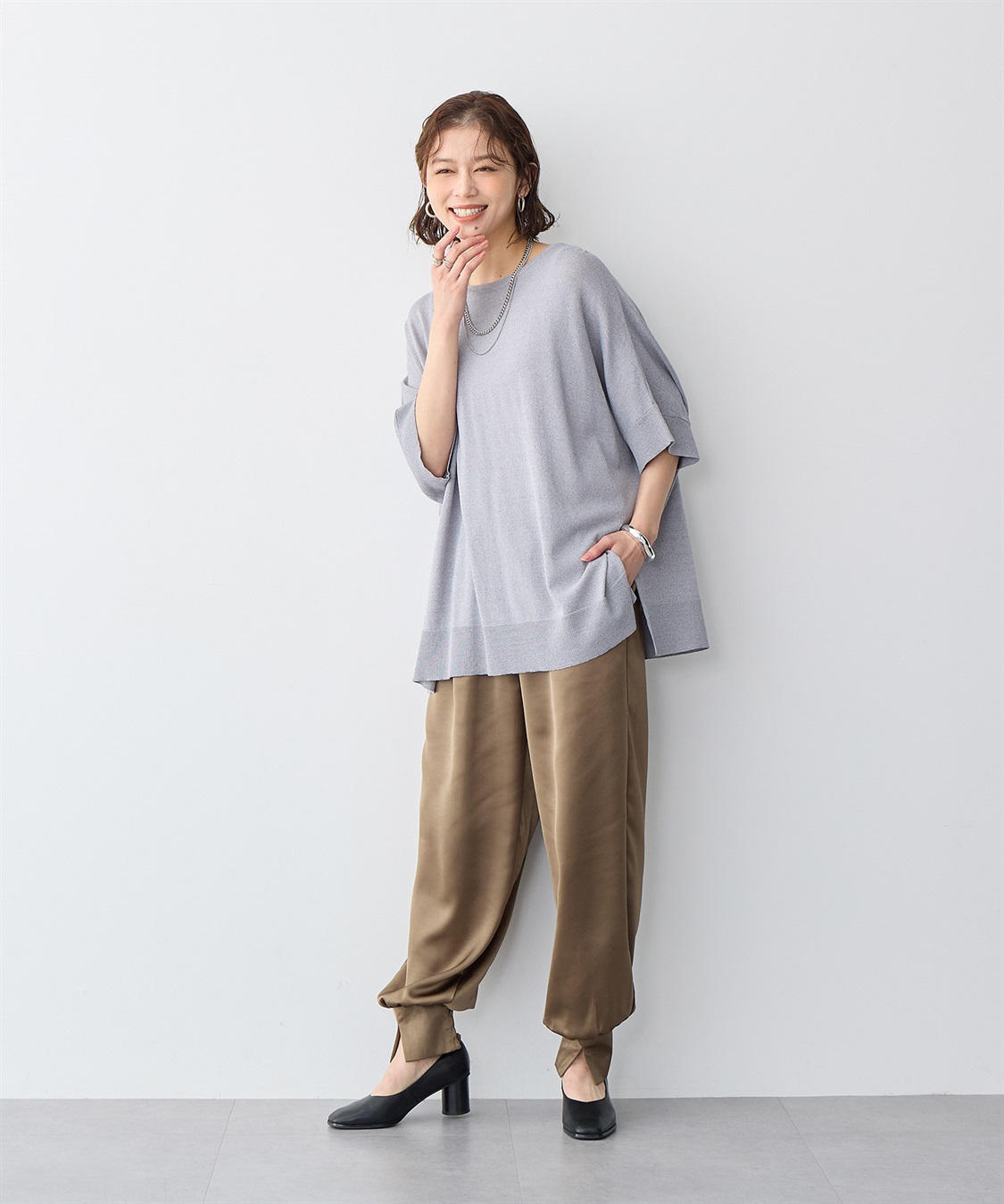 anyfee 【anyfee/大きいサイズ】ドライタッチドルマンニット◆新色追加◆《接触冷感/マシンウォッシャブル》_sub_7