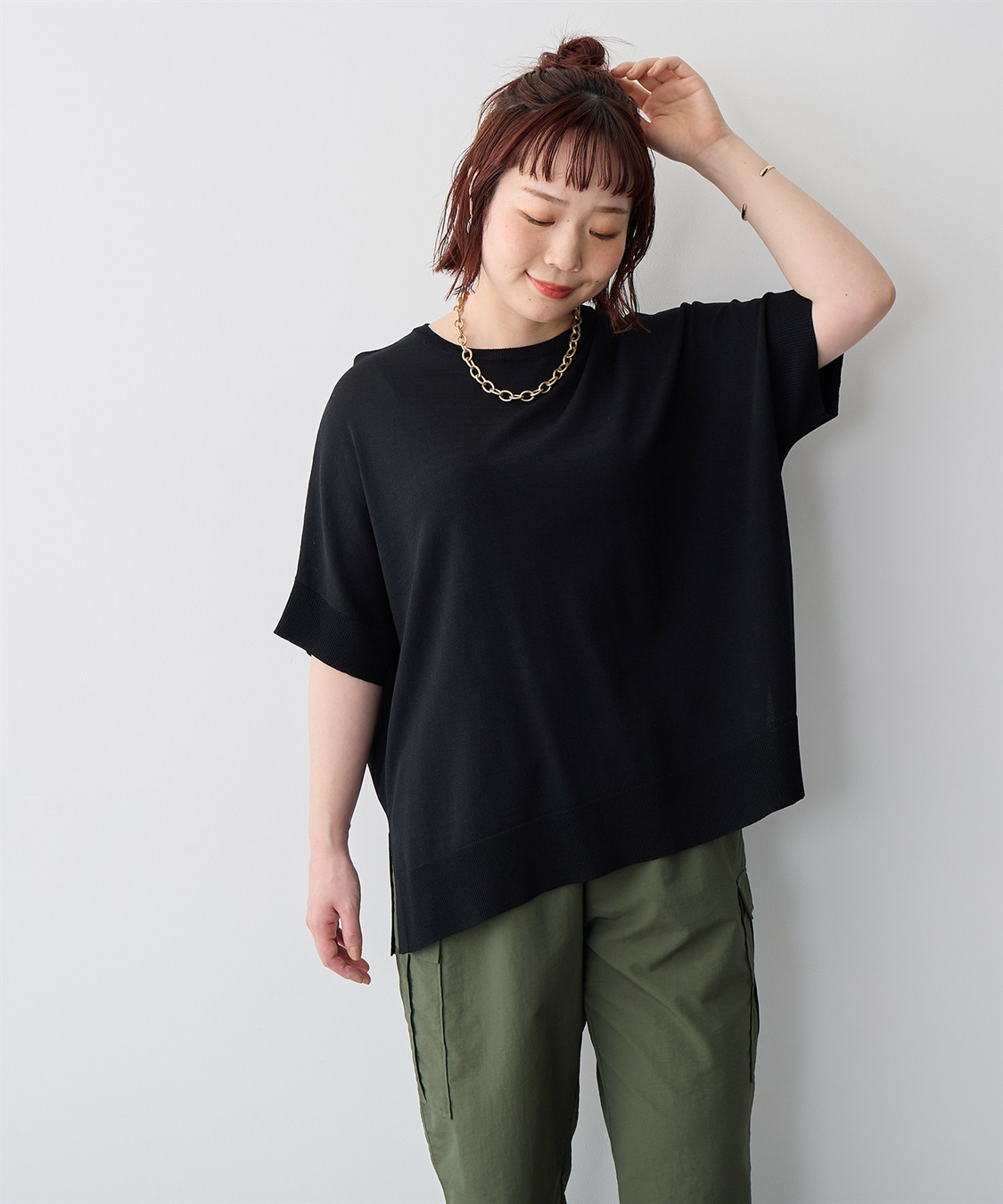 anyfee 【anyfee/大きいサイズ】ドライタッチドルマンニット◆新色追加◆《接触冷感/マシンウォッシャブル》_sub_12