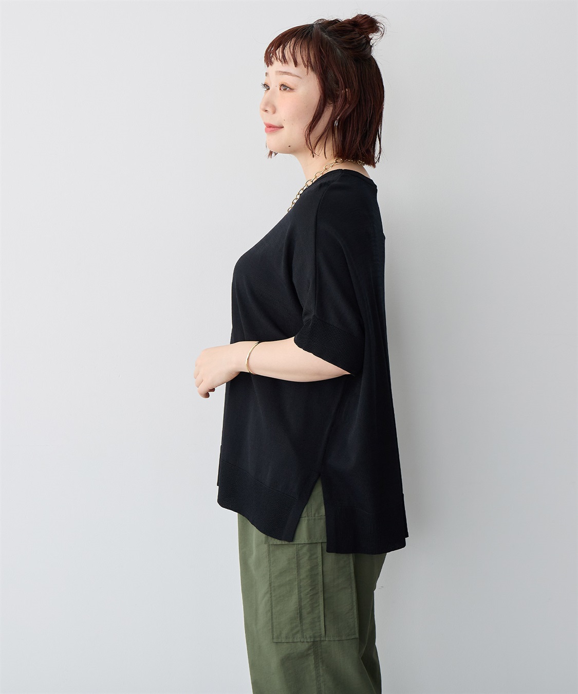 anyfee 【anyfee/大きいサイズ】ドライタッチドルマンニット◆新色追加◆《接触冷感/マシンウォッシャブル》_sub_14