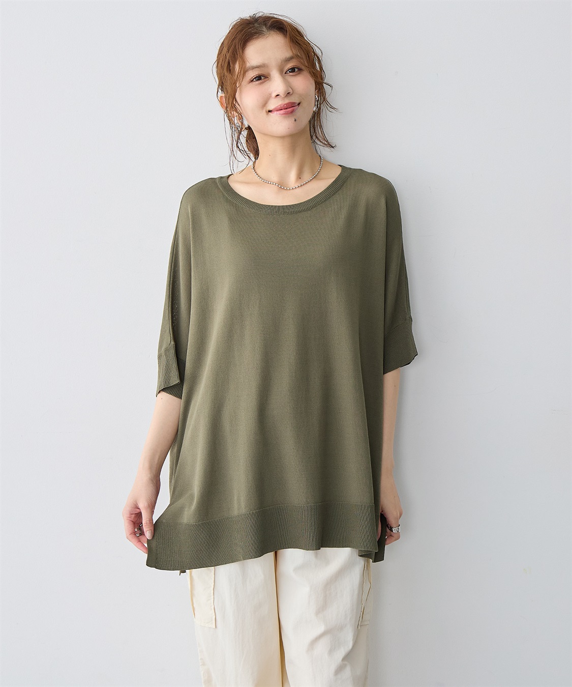 anyfee 【anyfee/大きいサイズ】ドライタッチドルマンニット◆新色追加◆《接触冷感/マシンウォッシャブル》_sub_22