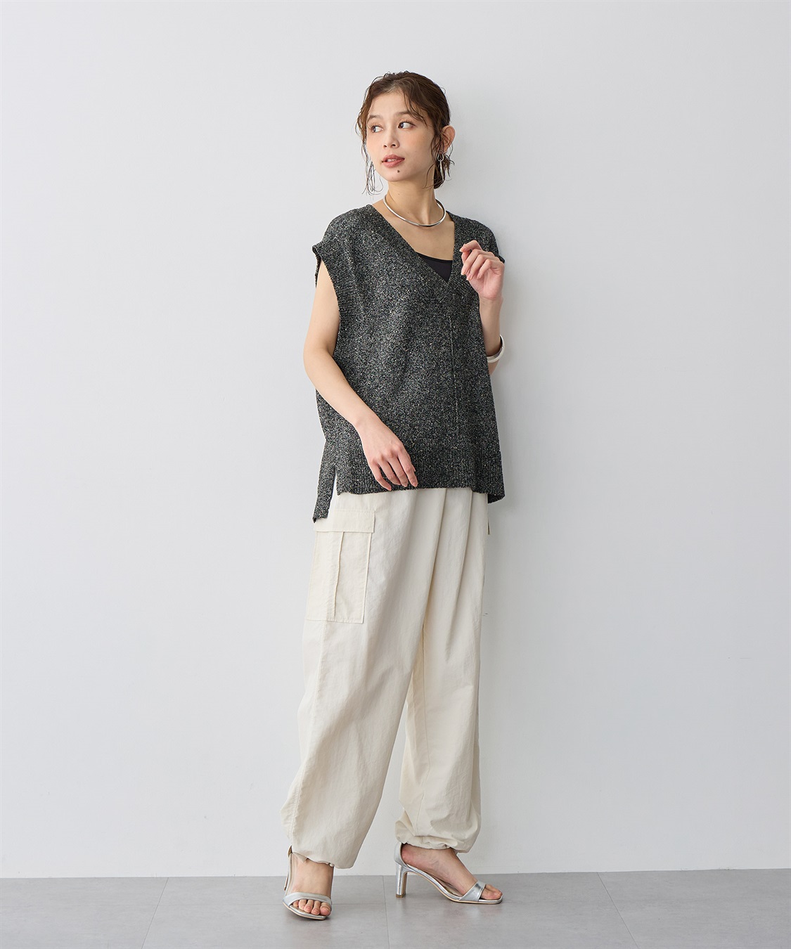 anyfee 【anyfee/プラスサイズ】スパンコールニットベスト_sub_4