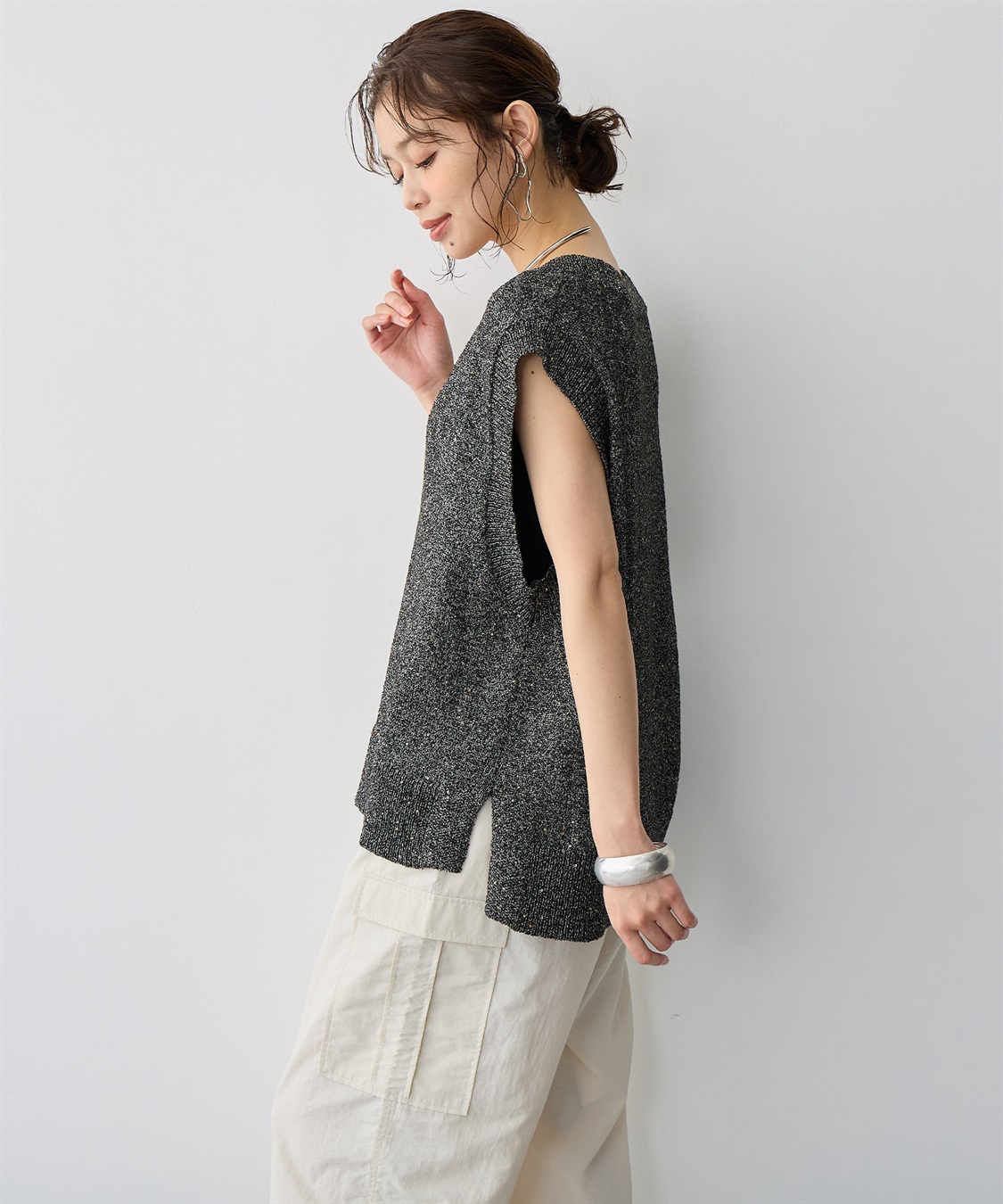 anyfee 【anyfee/プラスサイズ】スパンコールニットベスト_sub_7