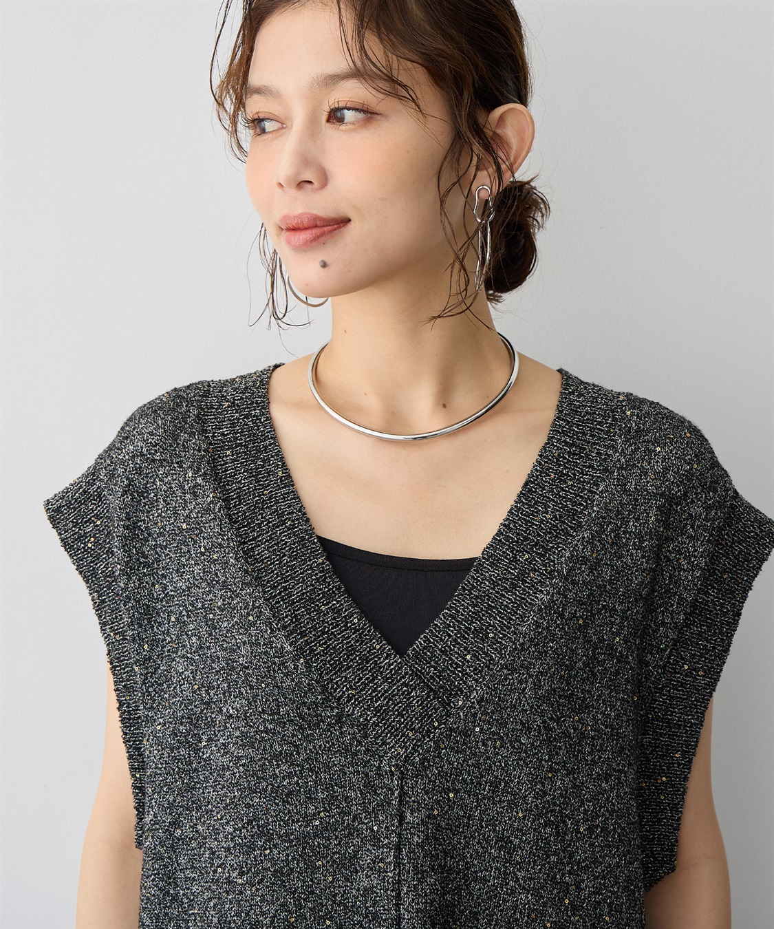 anyfee 【anyfee/プラスサイズ】スパンコールニットベスト_sub_9