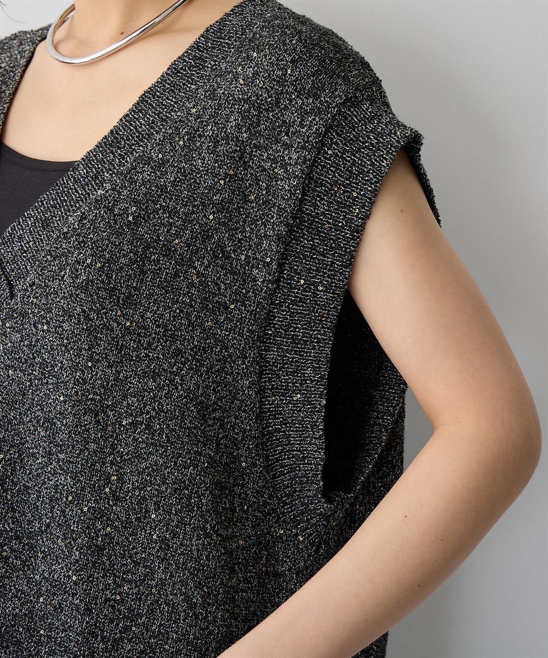 anyfee 【anyfee/プラスサイズ】スパンコールニットベスト_sub_10