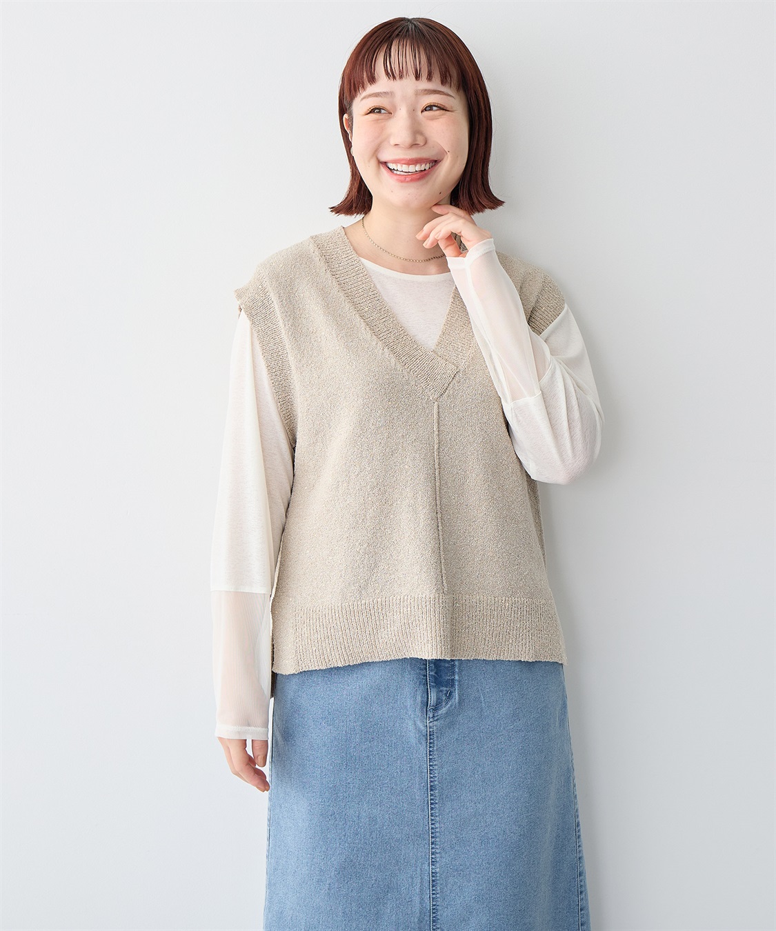 anyfee 【anyfee/プラスサイズ】スパンコールニットベスト_sub_13