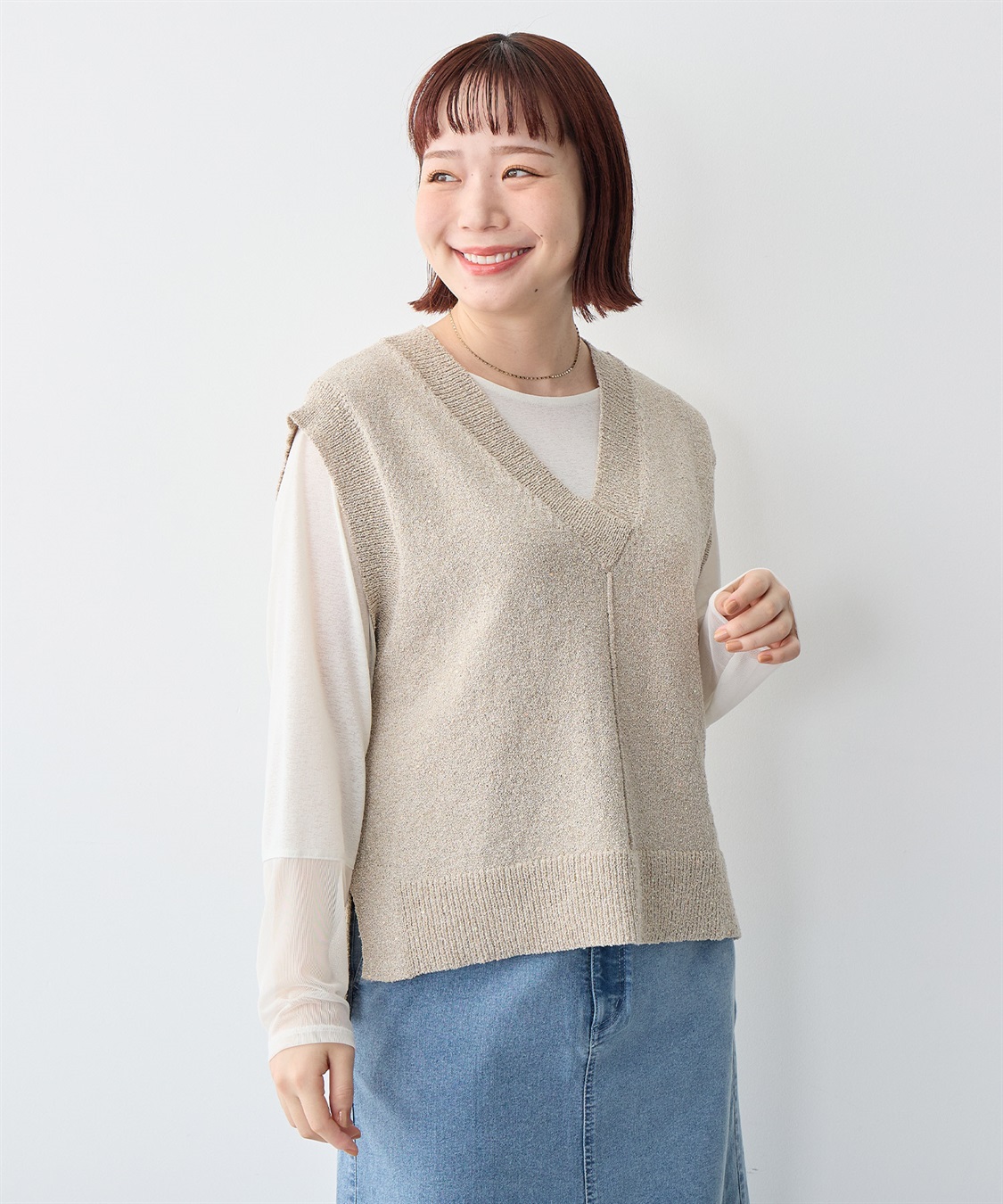 anyfee 【anyfee/プラスサイズ】スパンコールニットベスト_sub_14