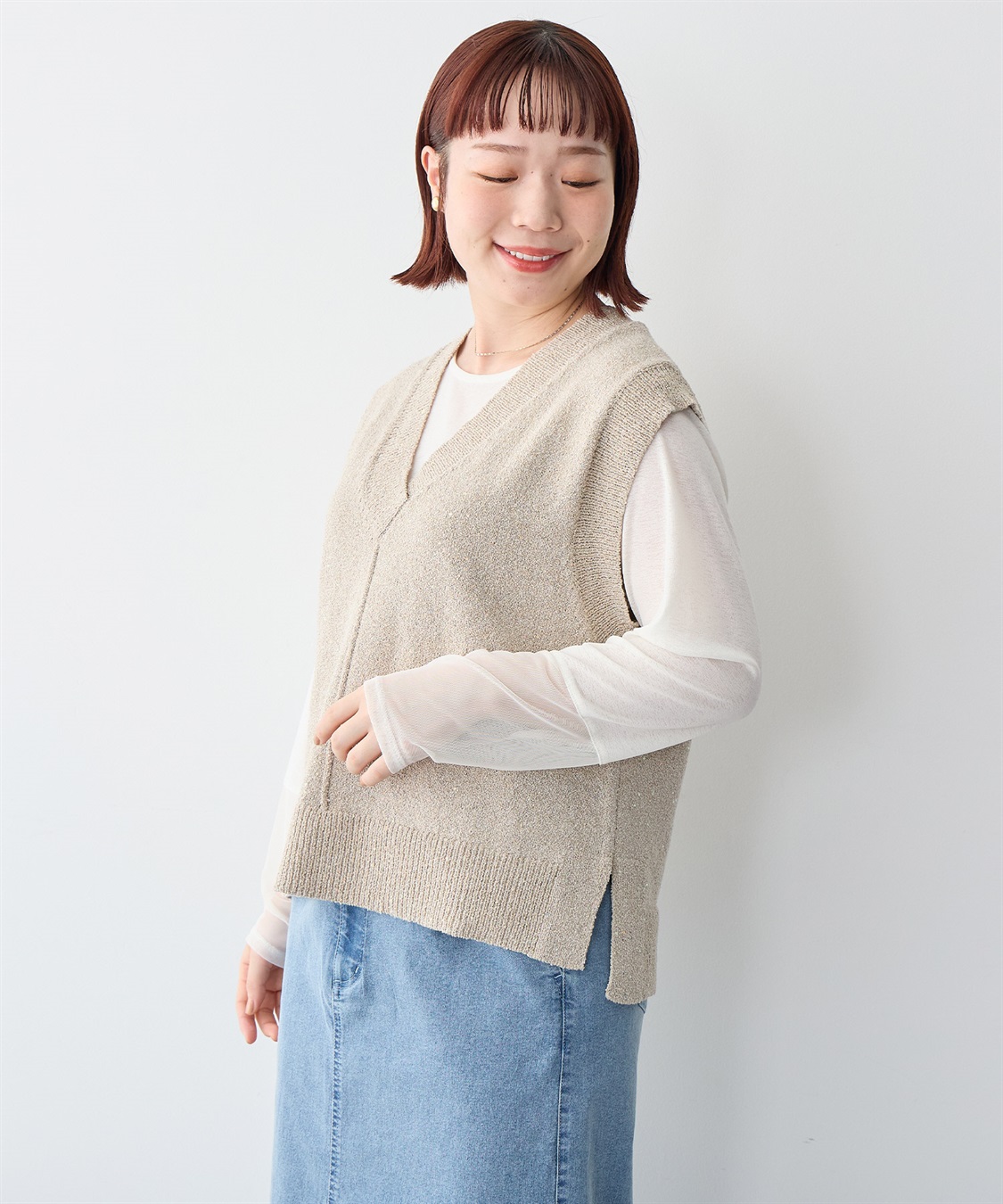 anyfee 【anyfee/プラスサイズ】スパンコールニットベスト_sub_18