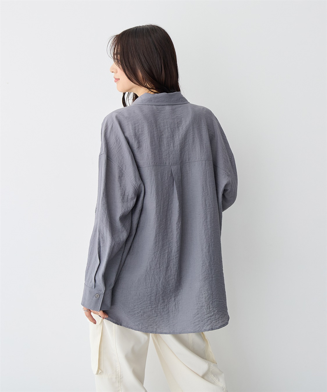 anyfee 【anyfee/プラスサイズ】リネン調ダブルポケットシャツ《接触冷感》■リネンライクシリーズ■_sub_6