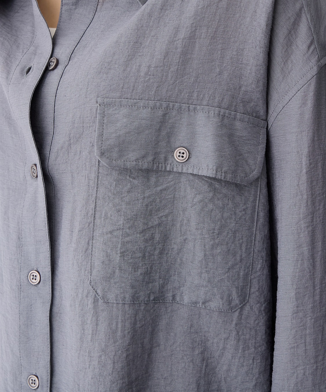 anyfee 【anyfee/プラスサイズ】リネン調ダブルポケットシャツ《接触冷感》■リネンライクシリーズ■_sub_9