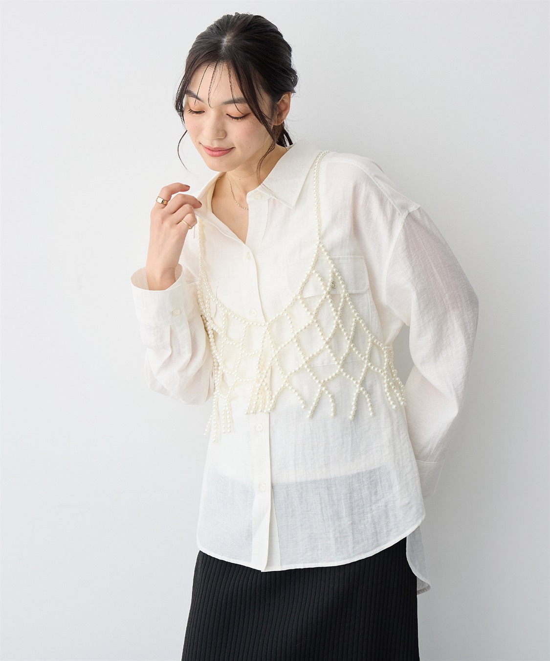 anyfee 【anyfee/プラスサイズ】リネン調ダブルポケットシャツ《接触冷感》■リネンライクシリーズ■_sub_14