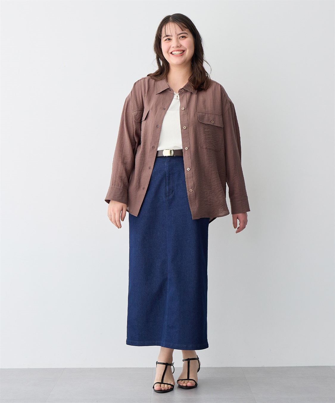 anyfee 【anyfee/プラスサイズ】リネン調ダブルポケットシャツ《接触冷感》■リネンライクシリーズ■_sub_18