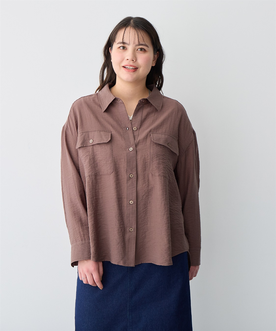 anyfee 【anyfee/プラスサイズ】リネン調ダブルポケットシャツ《接触冷感》■リネンライクシリーズ■_sub_20
